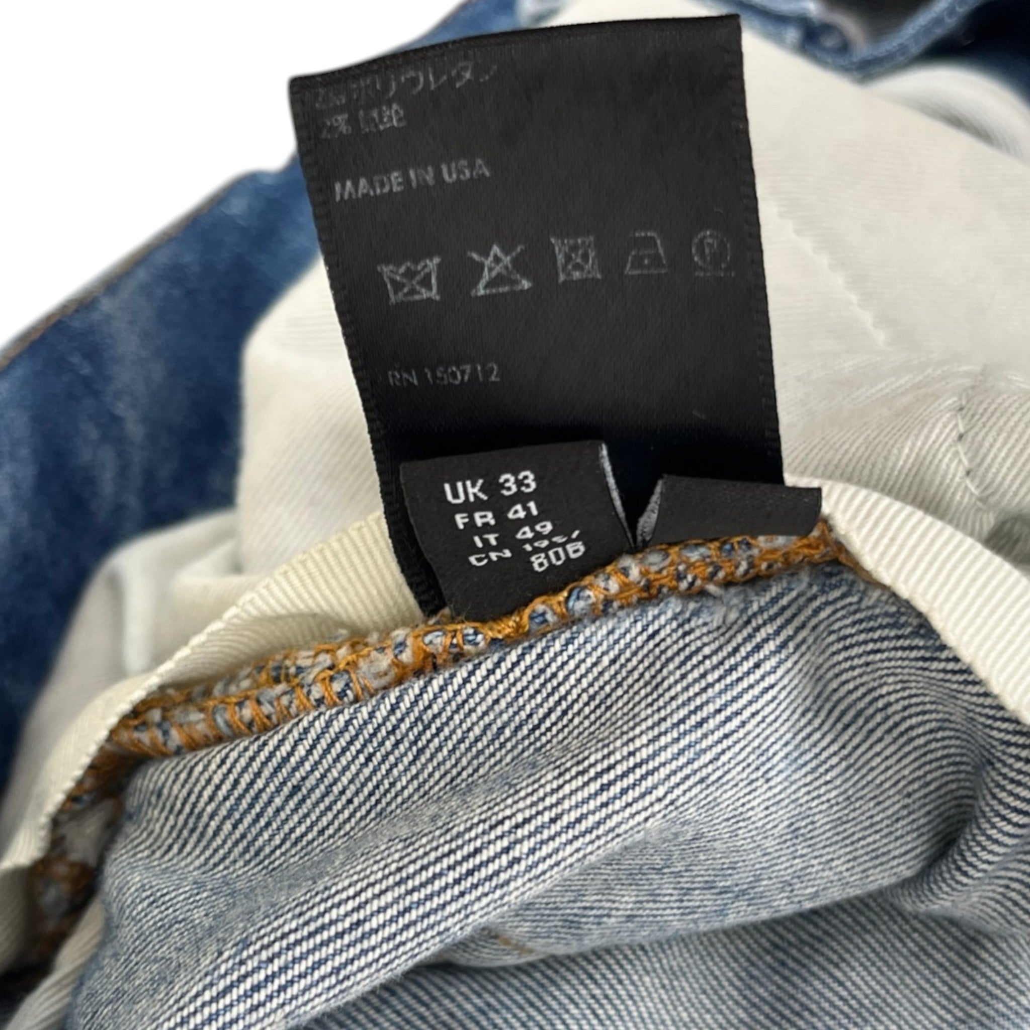 Men's Mx1 Distressed Bandana Jeans Blue Size Waist 33"