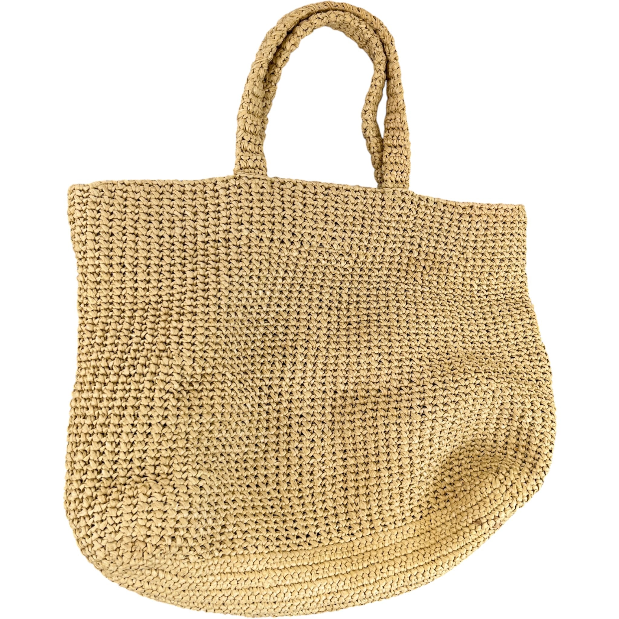 Women's Raffia Plaque Logo Tote Bag Brown