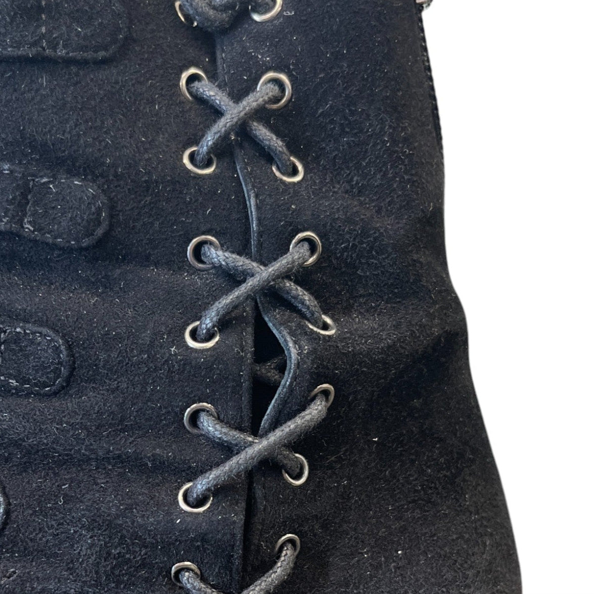 Women's Suede Lace Up Boots Black Size EU 38 / UK 5