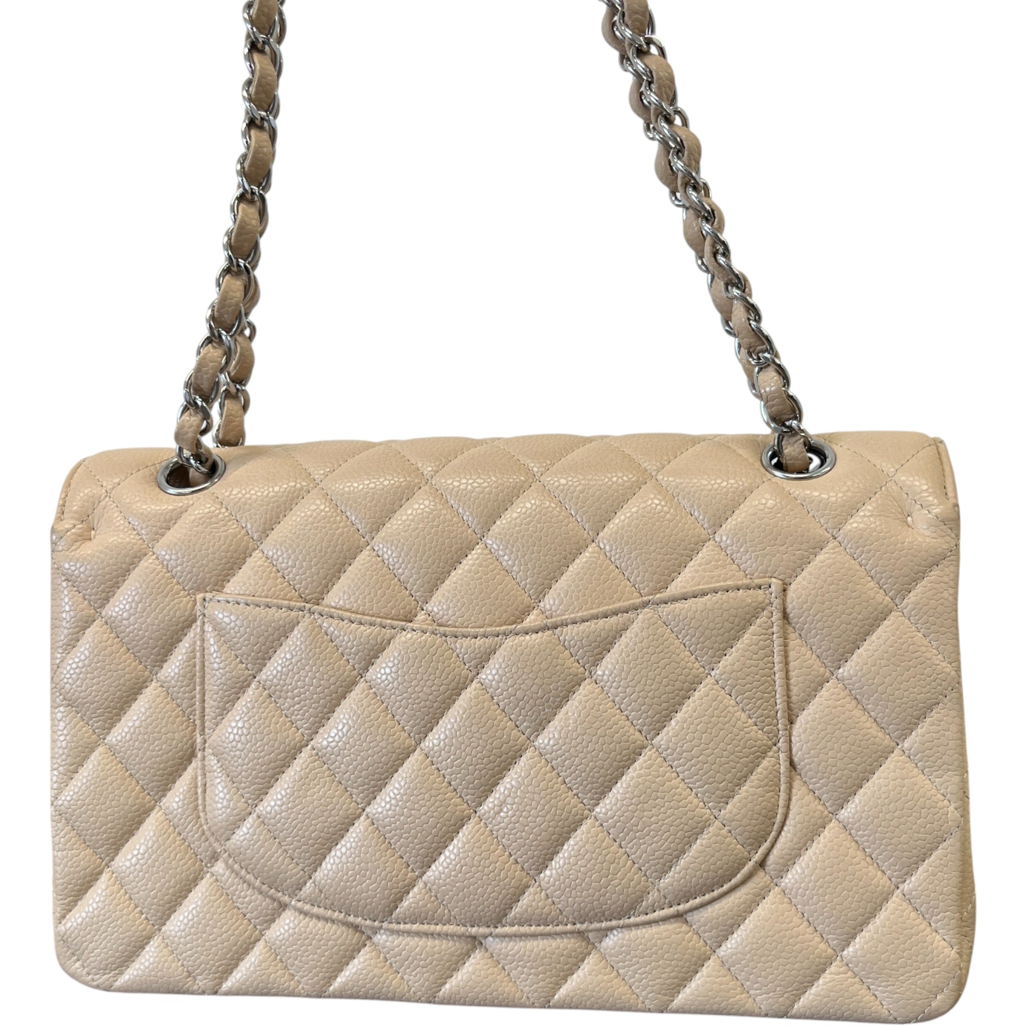 Women's Classic Flap Medium Caviar Handbag Beige