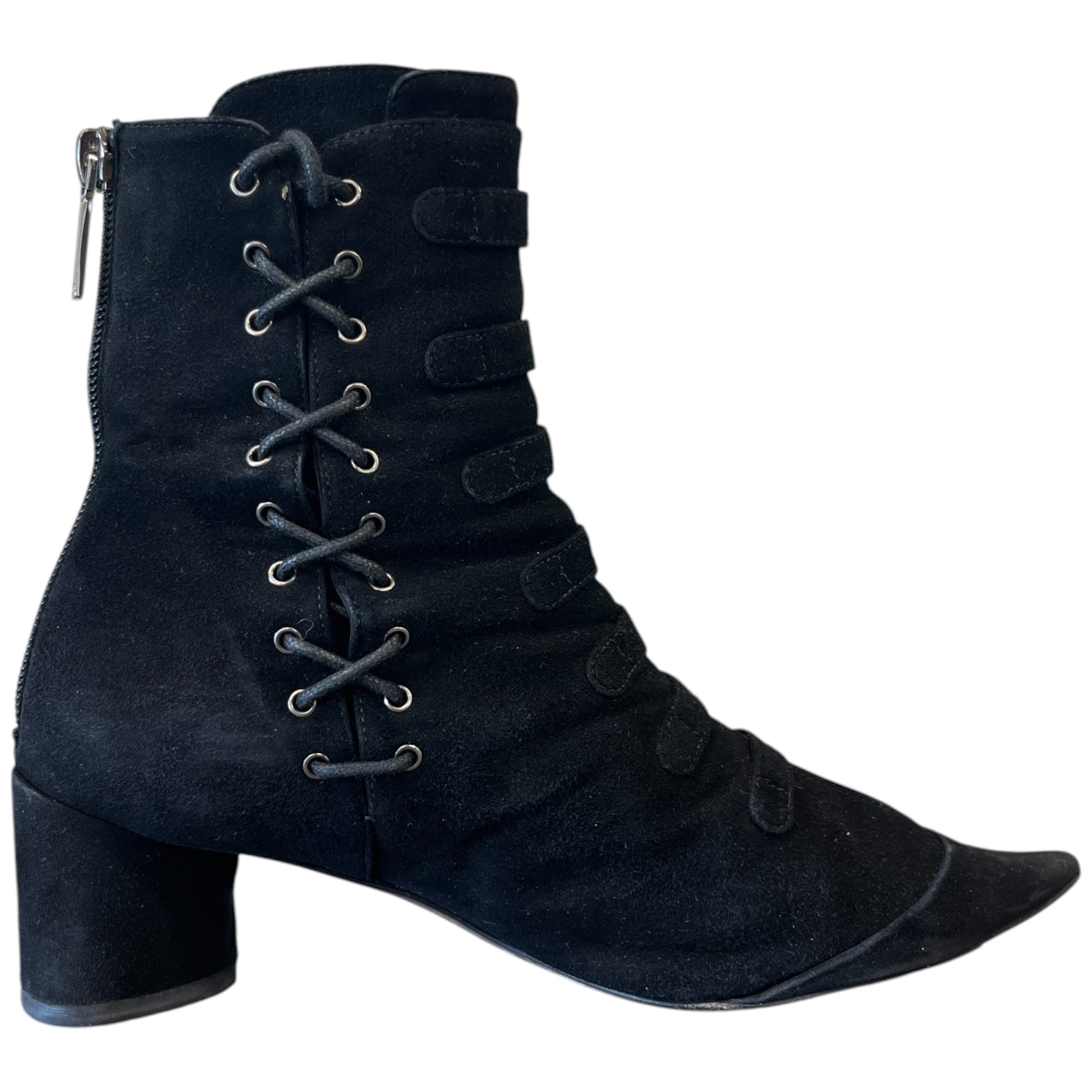Women's Suede Lace Up Boots Black Size EU 38 / UK 5