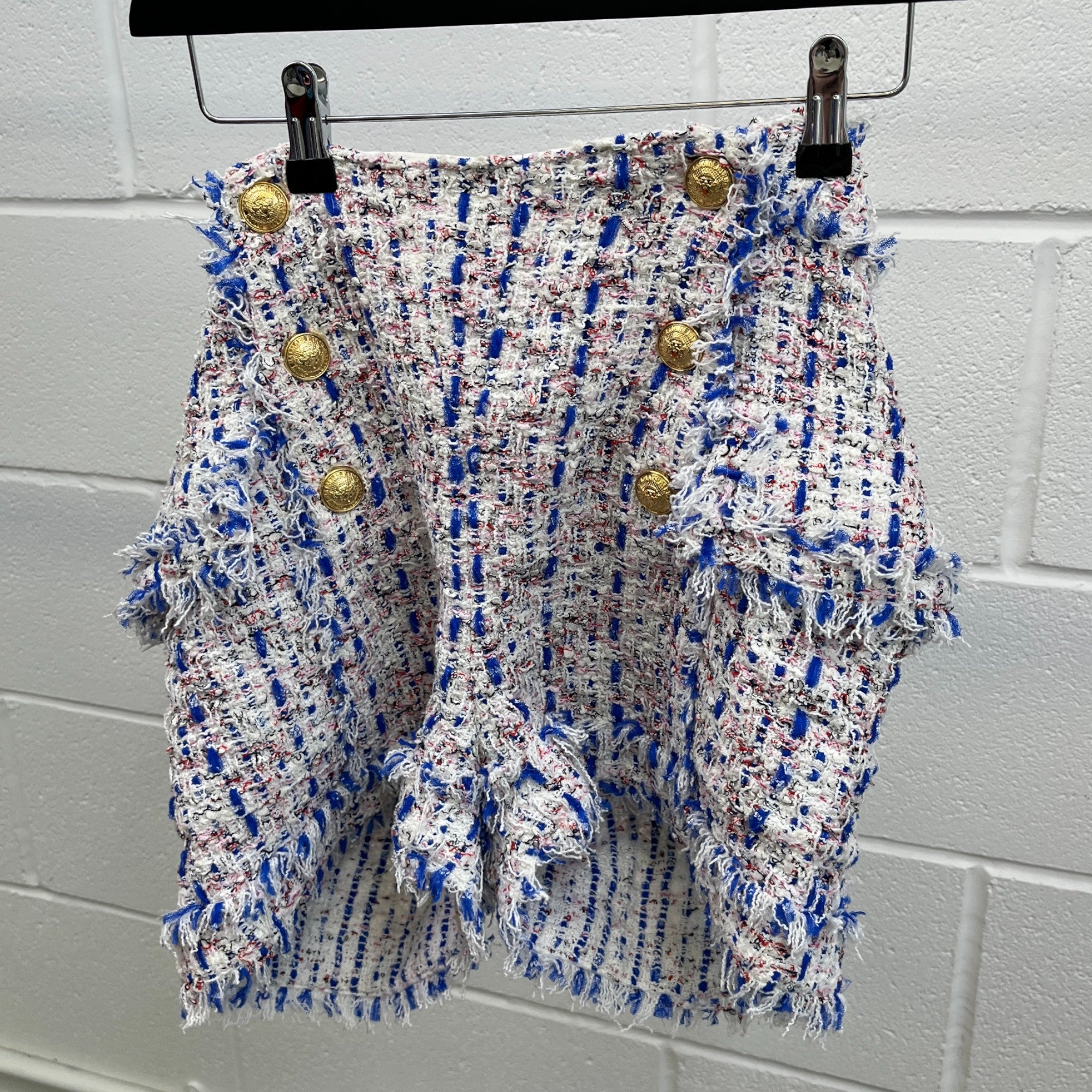 Women's Tweed Shorts White Size Waist 38"