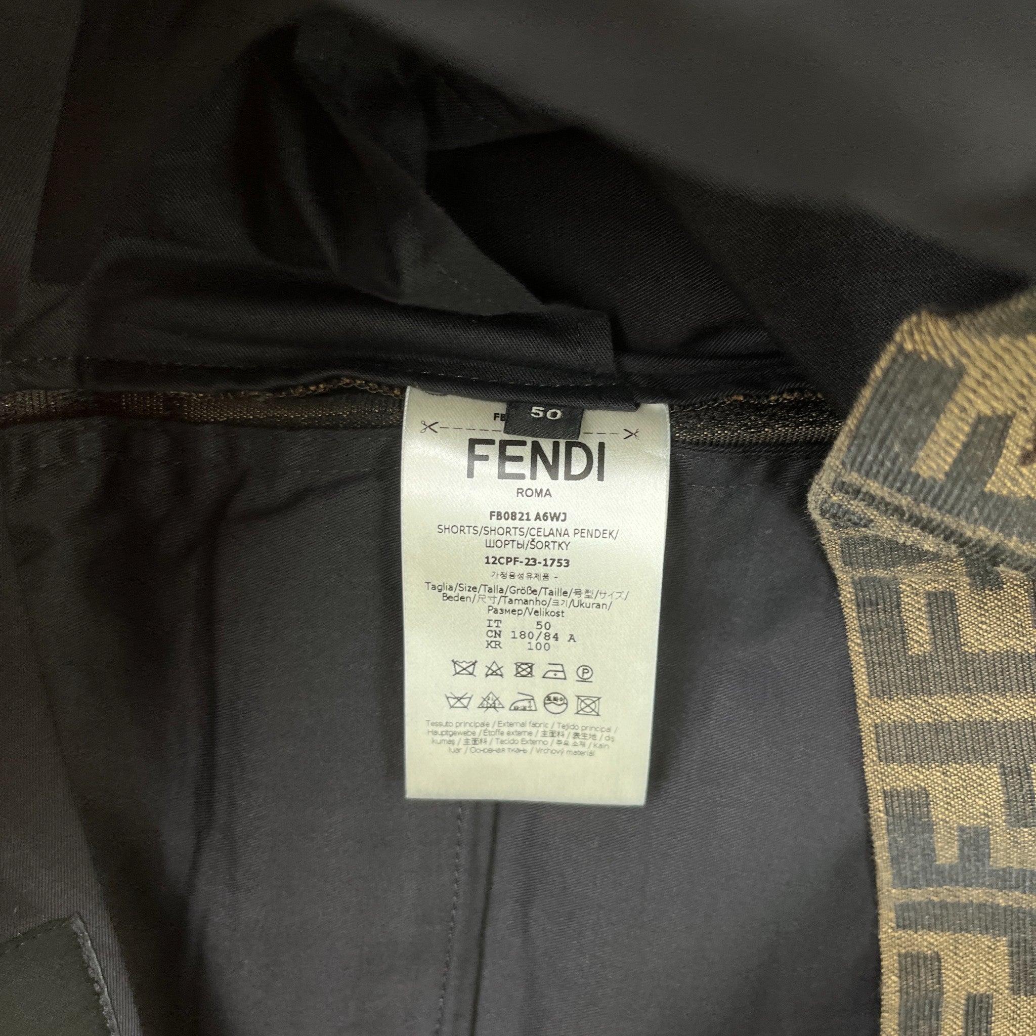 Men's Ff Zucca Shorts Brown Size IT 50 / UK 34