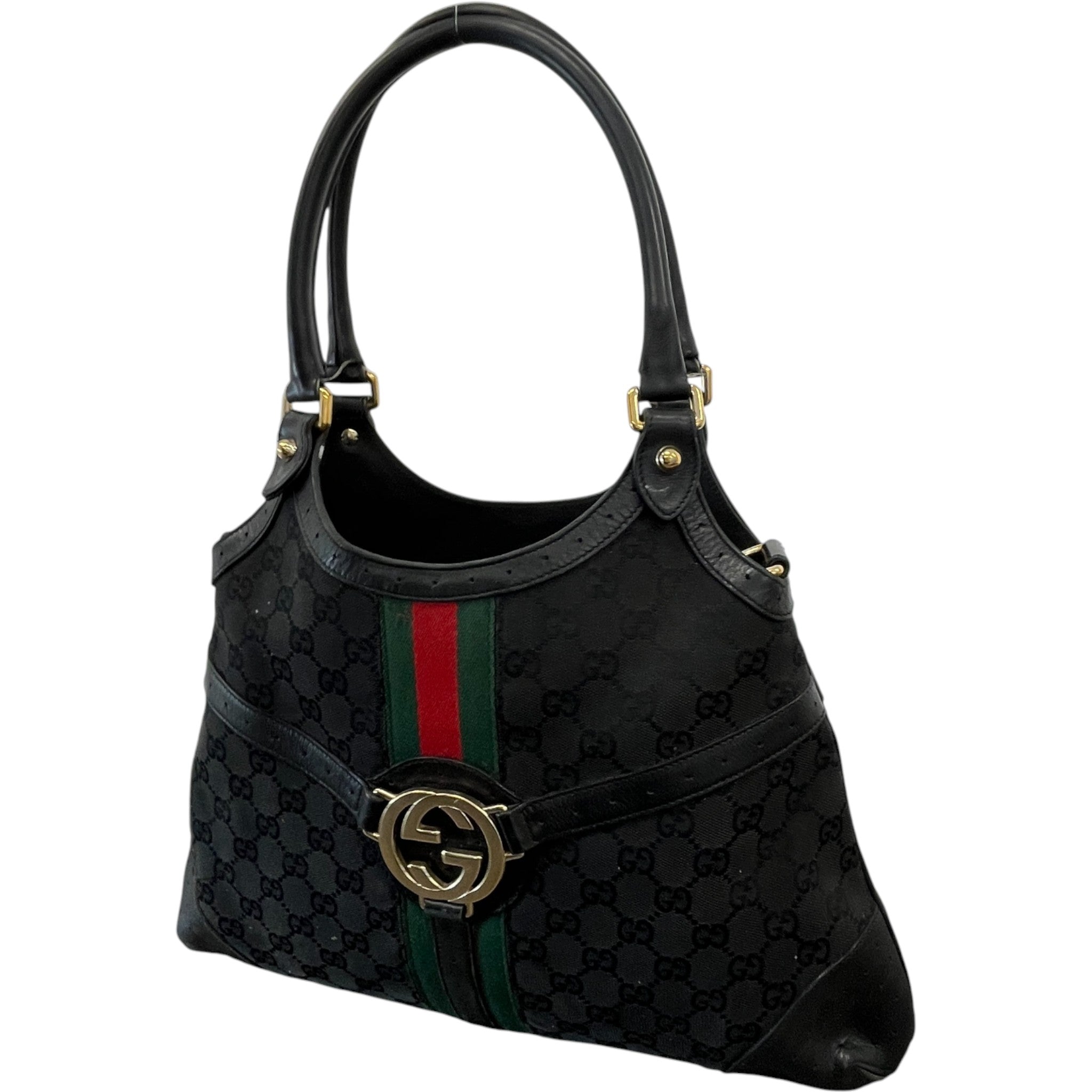 Women's Gg Canvas Sherry Line Handbag Black