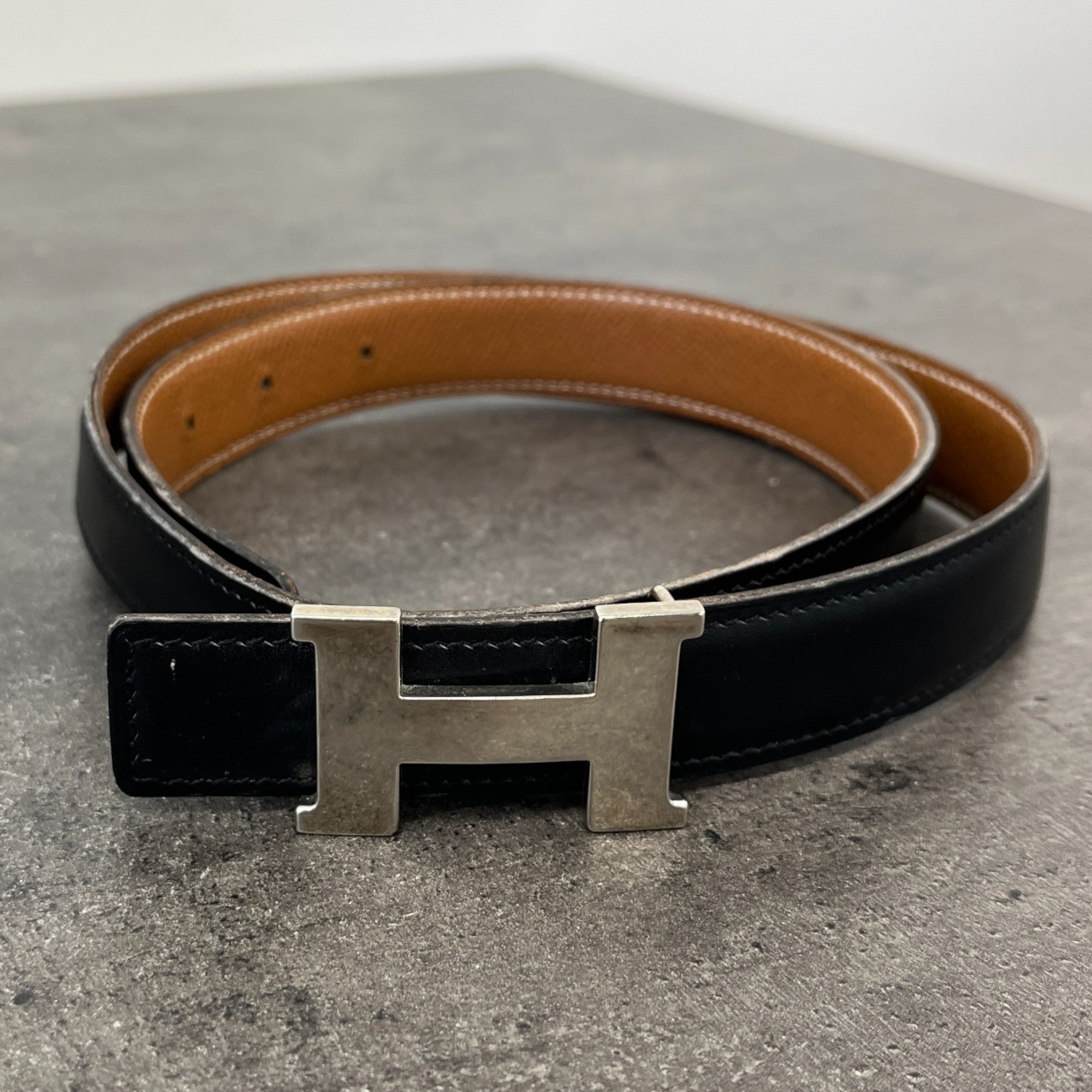 Women's Reversible H Buckle Belt Black Size 75CM / UK 6