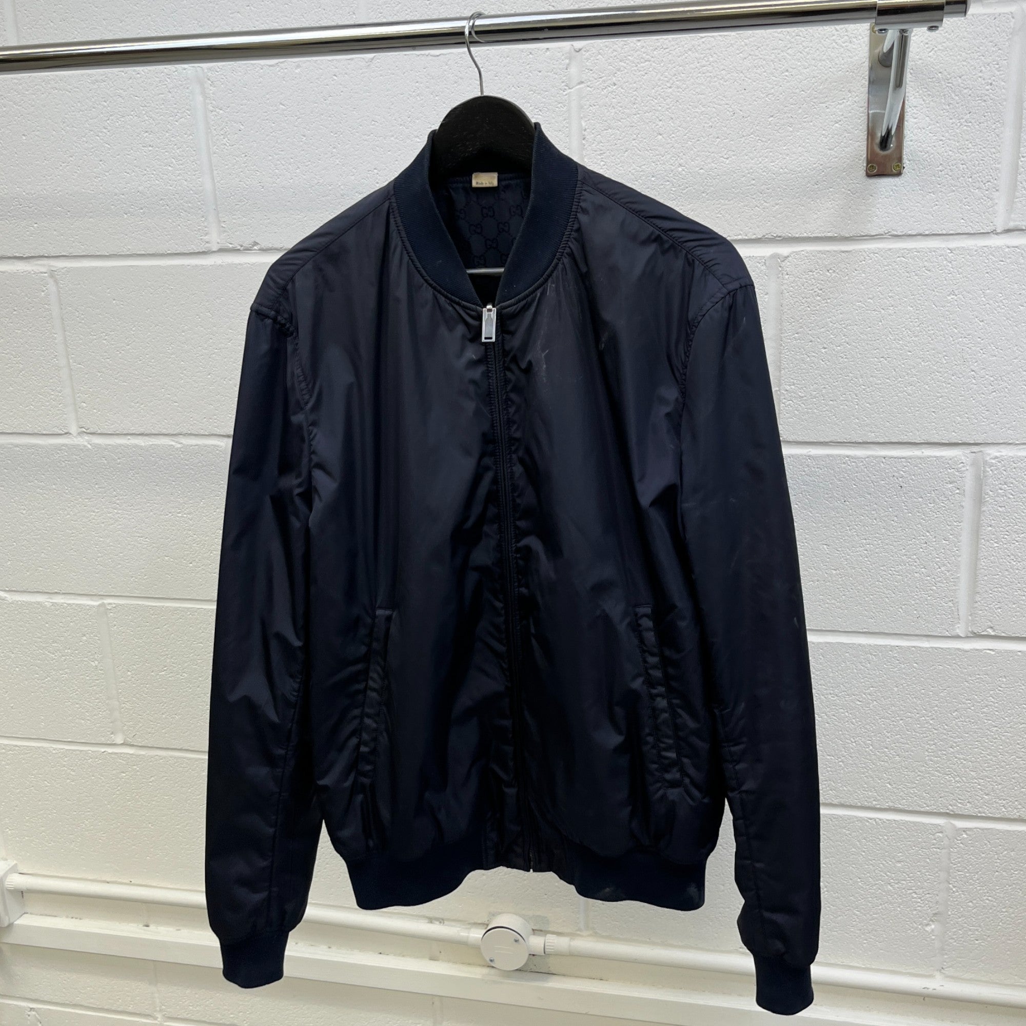 Men's Gg Supreme Reversable Bomber Jacket Navy Size IT 52 / XL