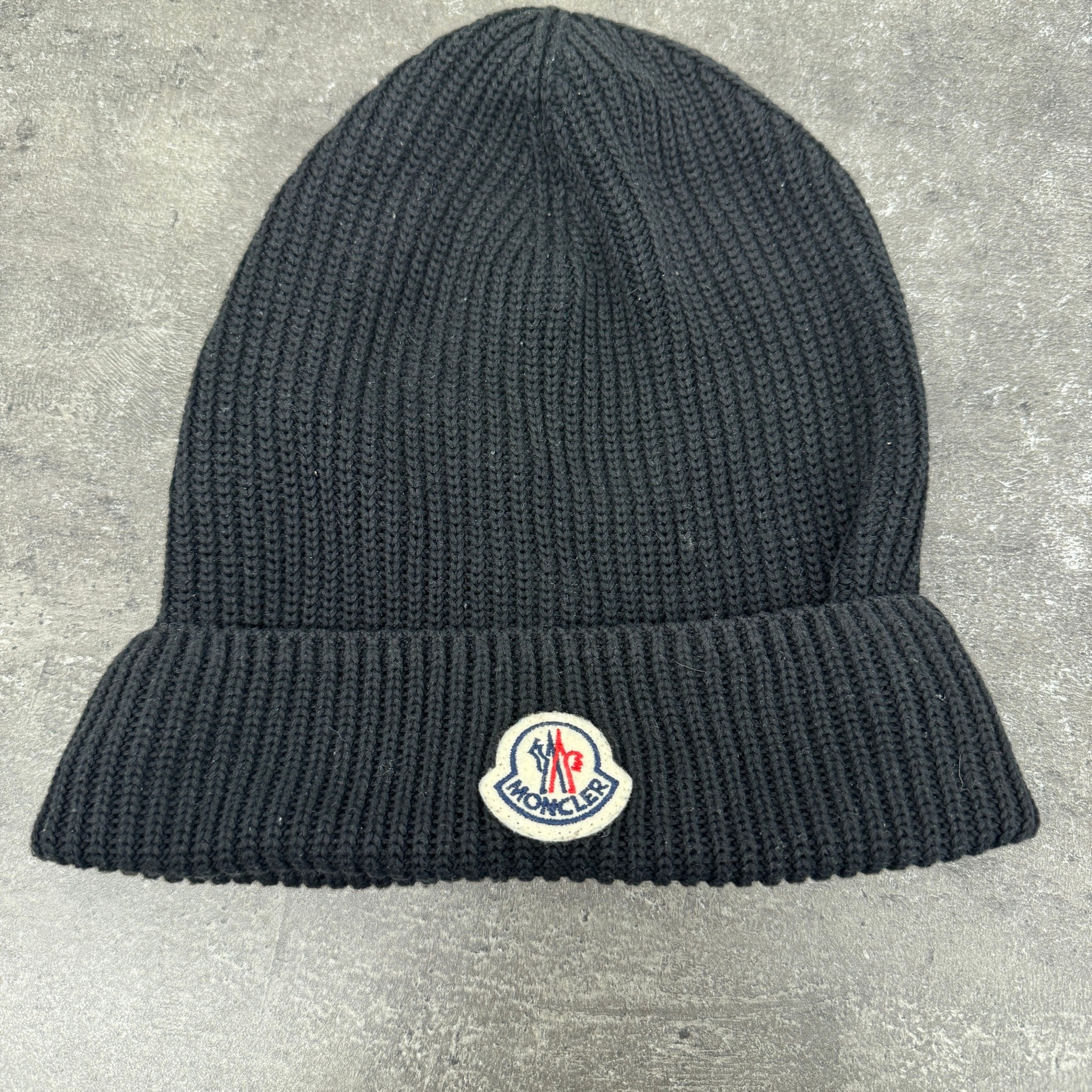 Men's Logo Patch Beanie Hat Black
