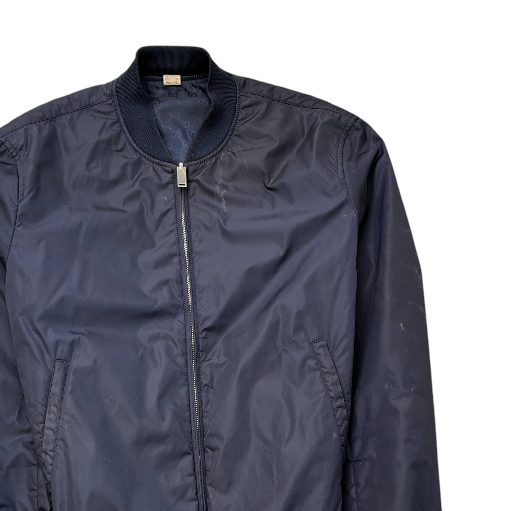 Men's Gg Supreme Reversable Bomber Jacket Navy Size IT 52 / XL