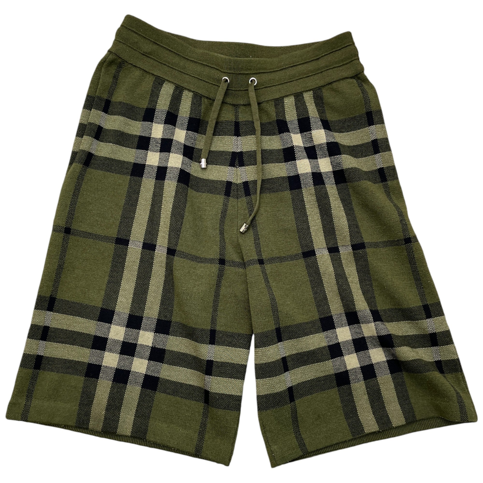 Men's Check Silk Wool Jacquard Shorts Green Size S