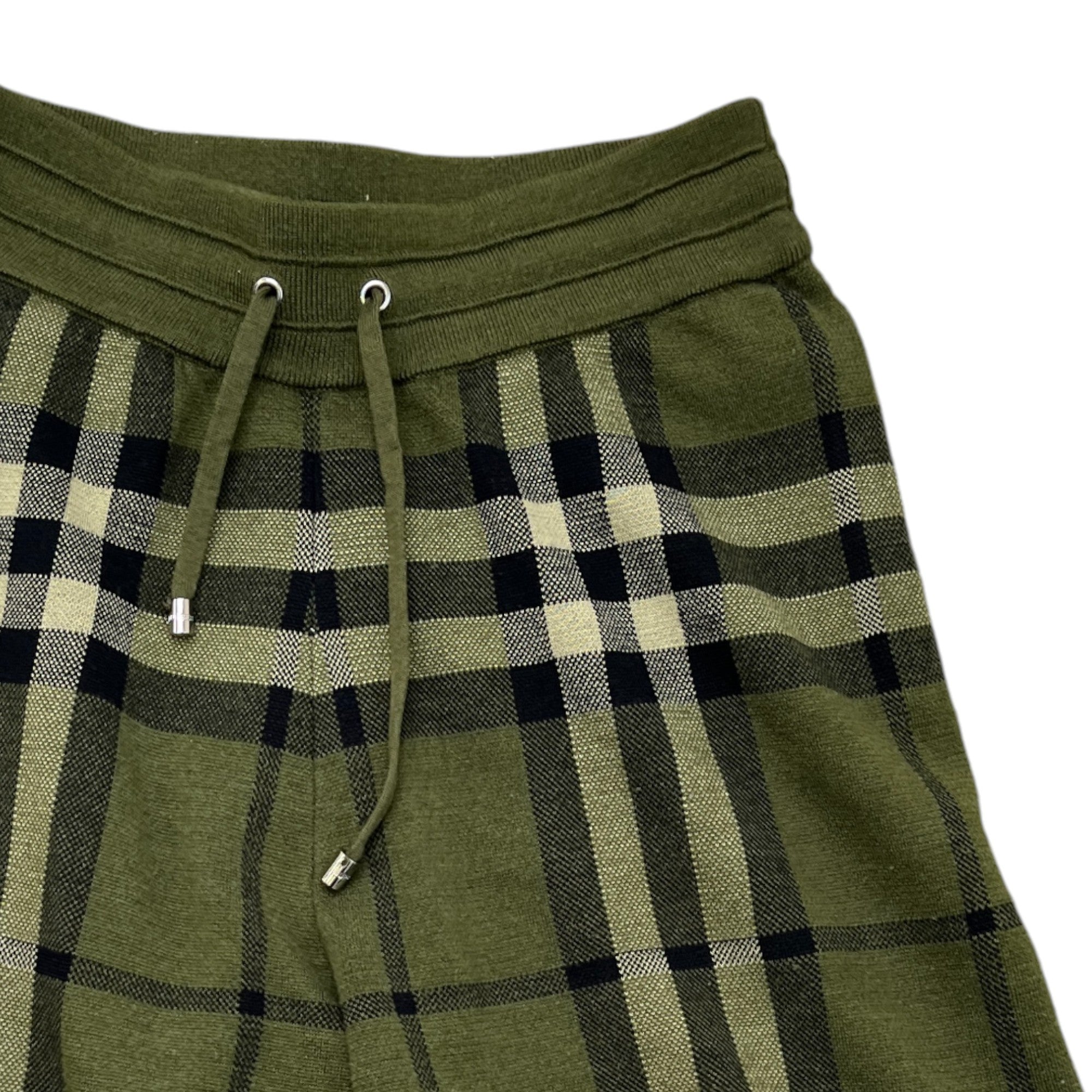 Men's Check Silk Wool Jacquard Shorts Green Size S