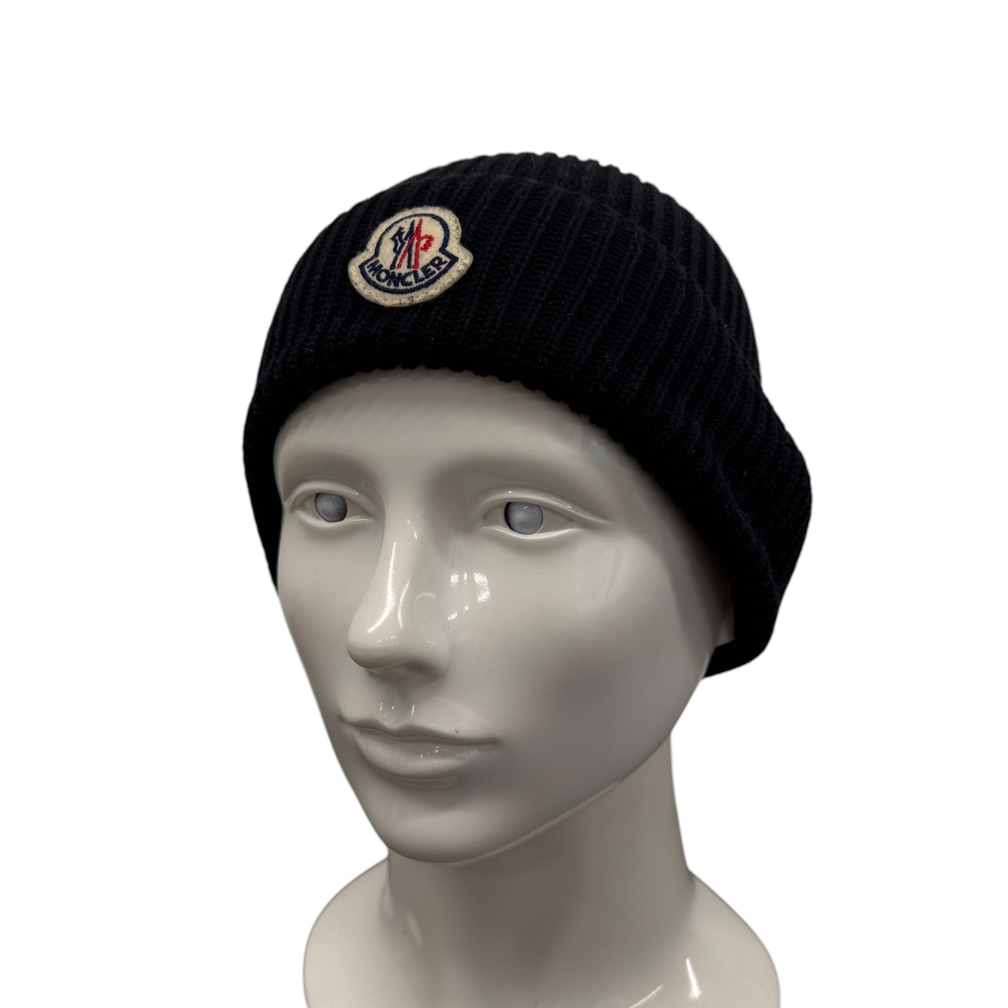 Men's Logo Patch Beanie Hat Black