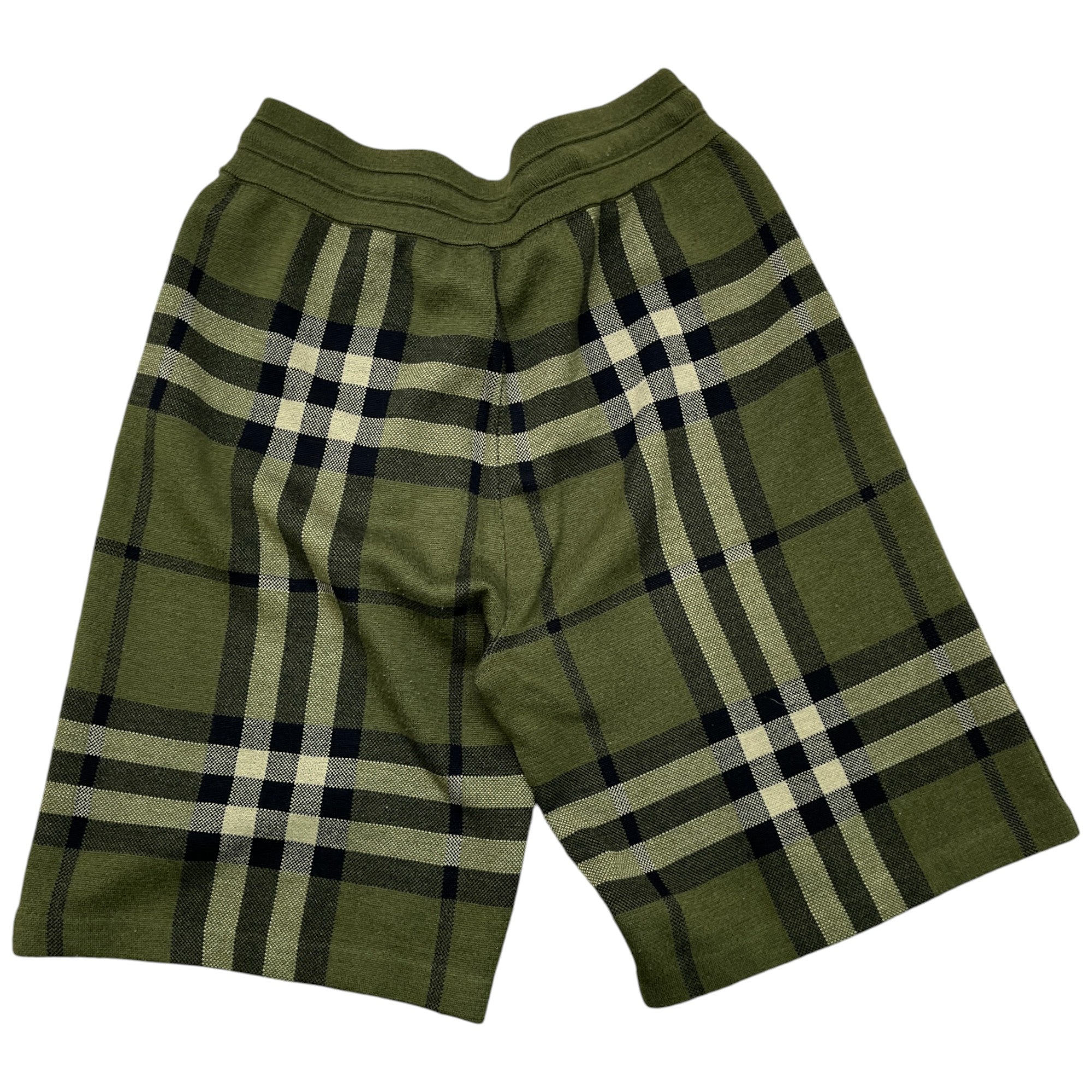 Men's Check Silk Wool Jacquard Shorts Green Size S