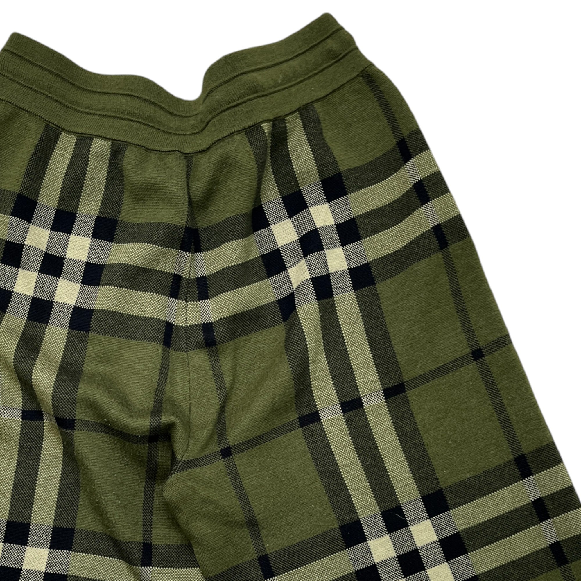 Men's Check Silk Wool Jacquard Shorts Green Size S
