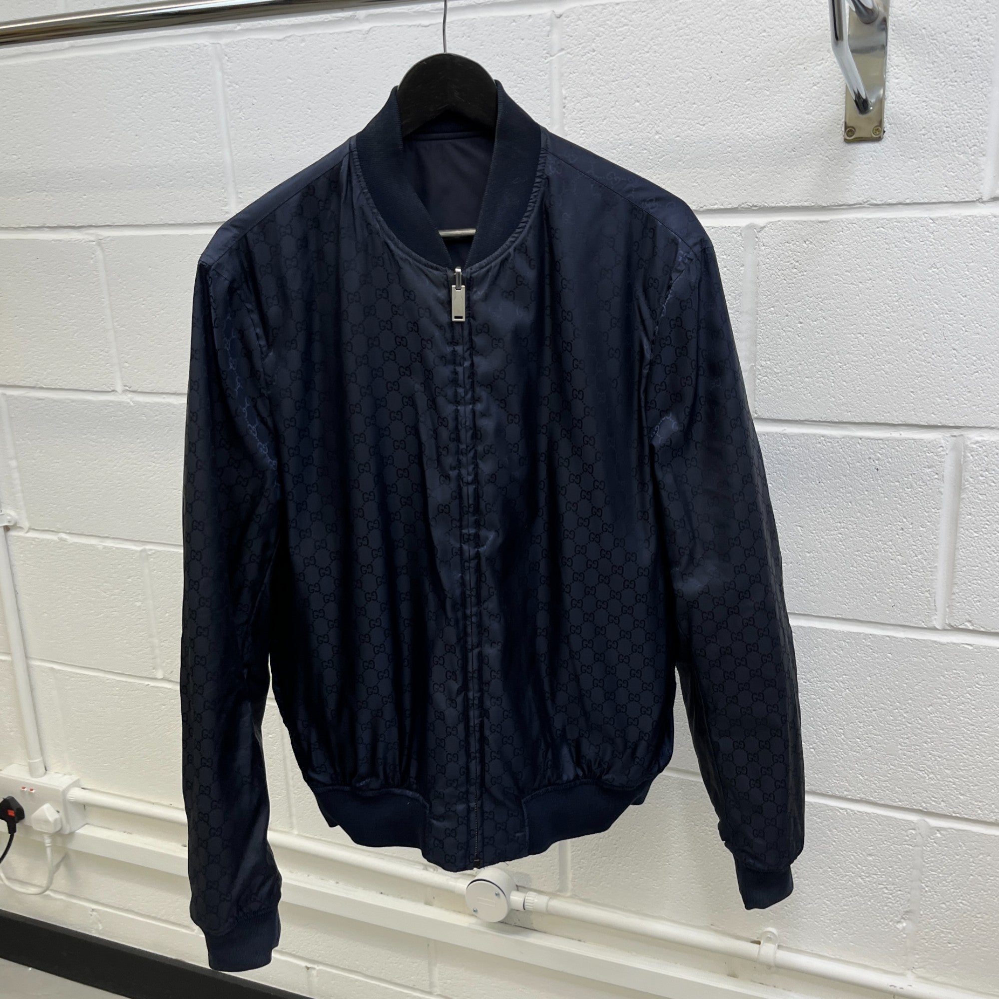 Men's Gg Supreme Reversable Bomber Jacket Navy Size IT 52 / XL