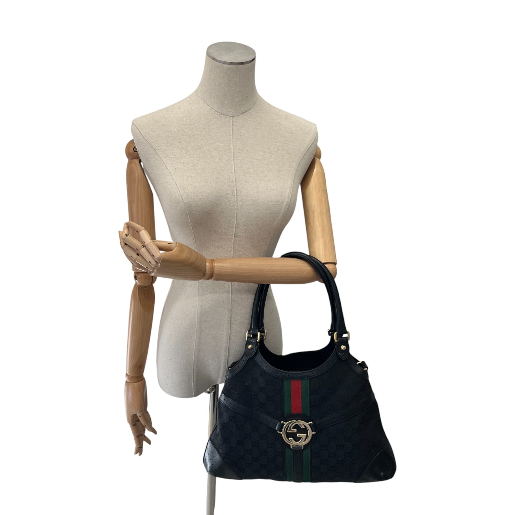 Women's Gg Canvas Sherry Line Handbag Black