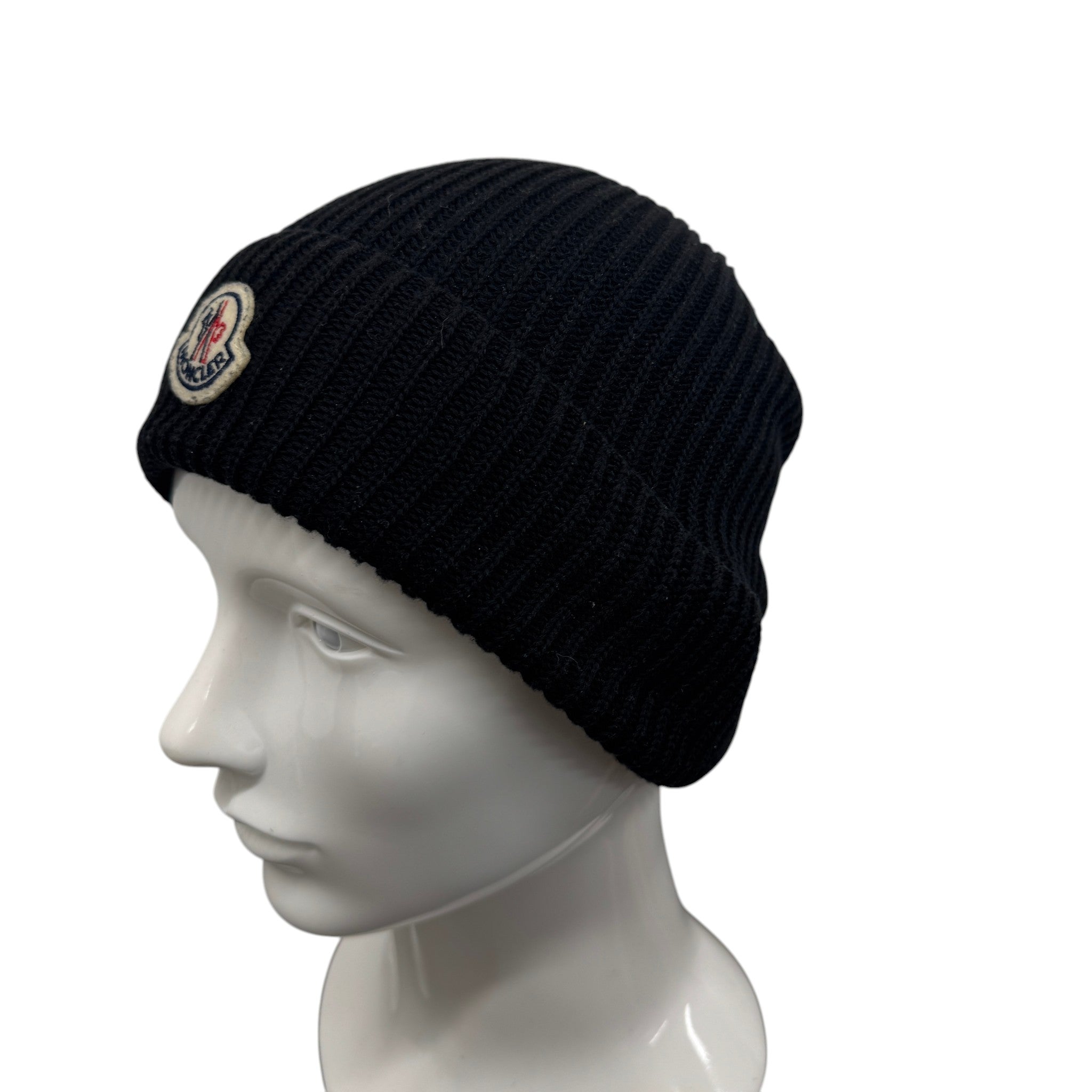 Men's Logo Patch Beanie Hat Black