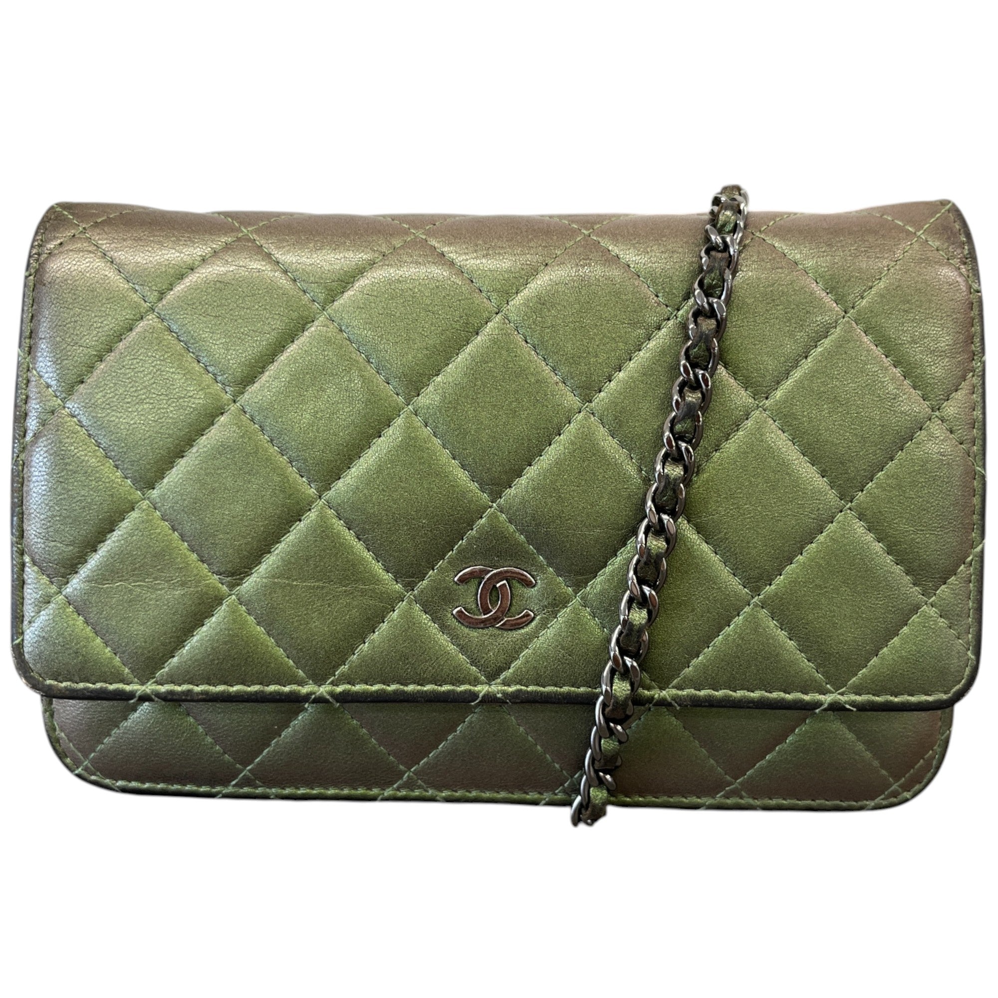 Women's Cc Quilted Wallet On Chain Bag Green