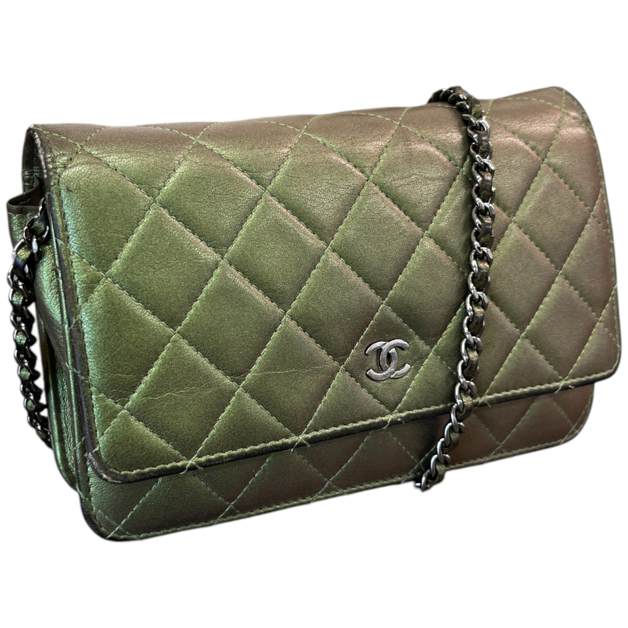 Women's Cc Quilted Wallet On Chain Bag Green