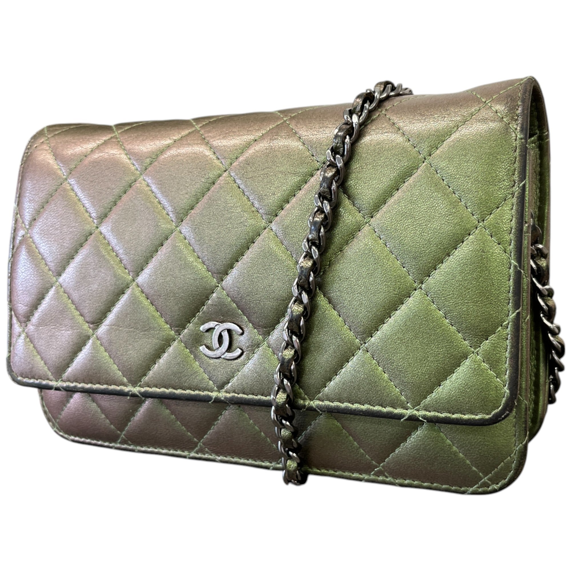 Women's Cc Quilted Wallet On Chain Bag Green
