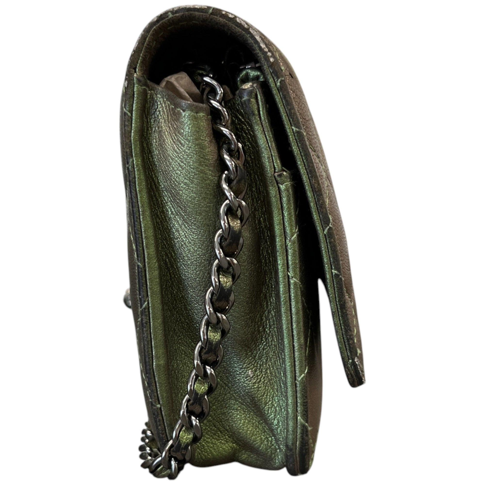 Women's Cc Quilted Wallet On Chain Bag Green