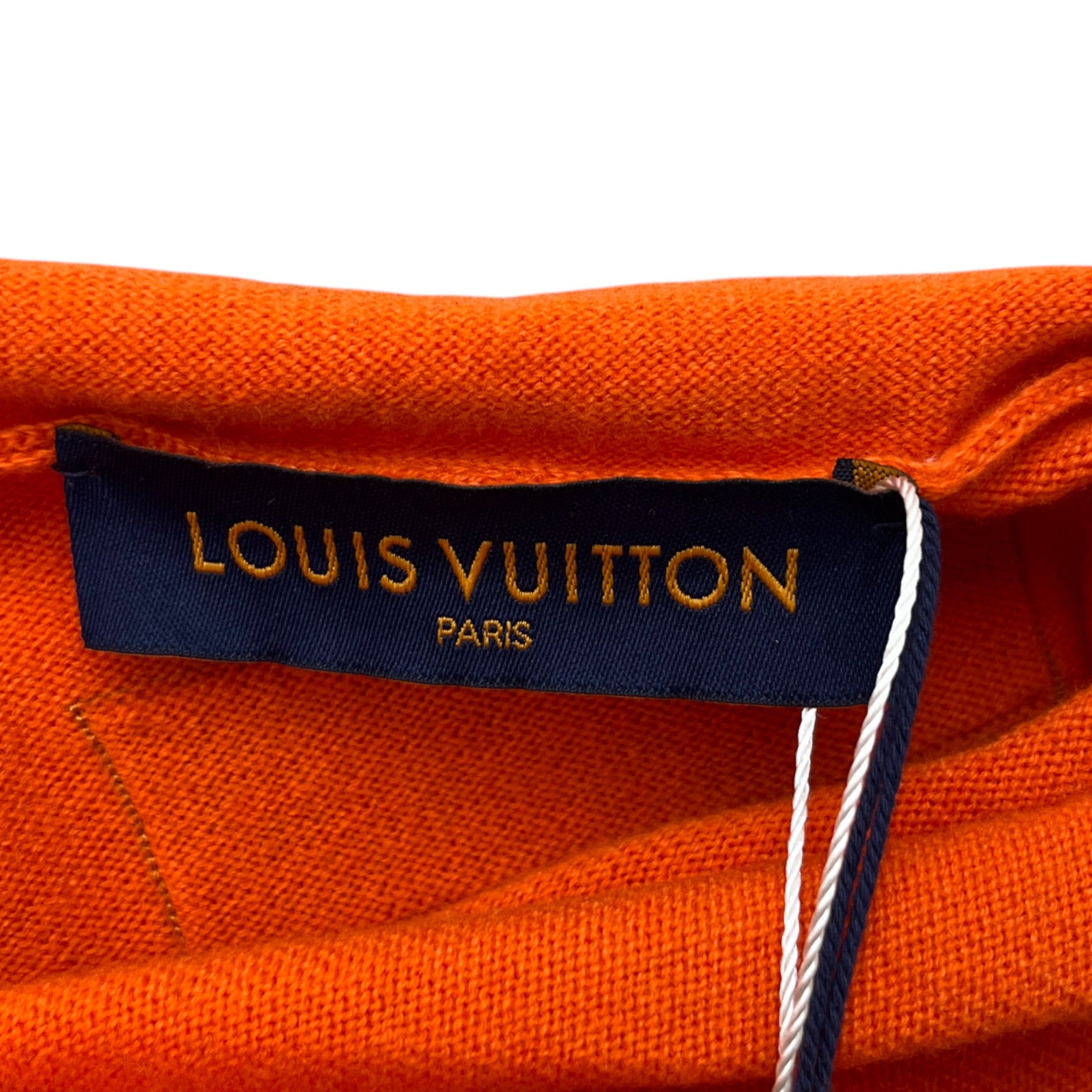 Men's Lv Embossed Logo Hoodie Orange Size S