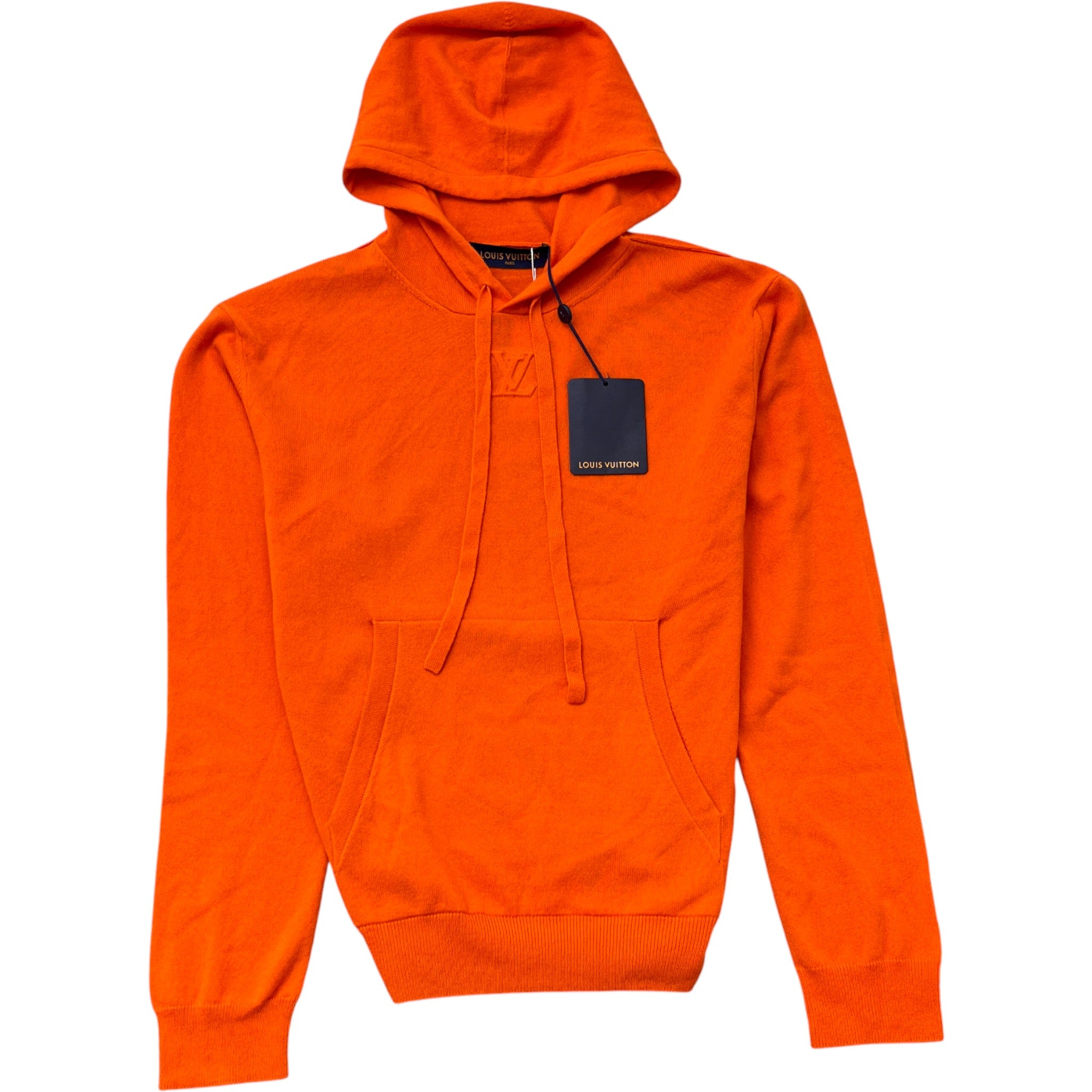 Men's Lv Embossed Logo Hoodie Orange Size S