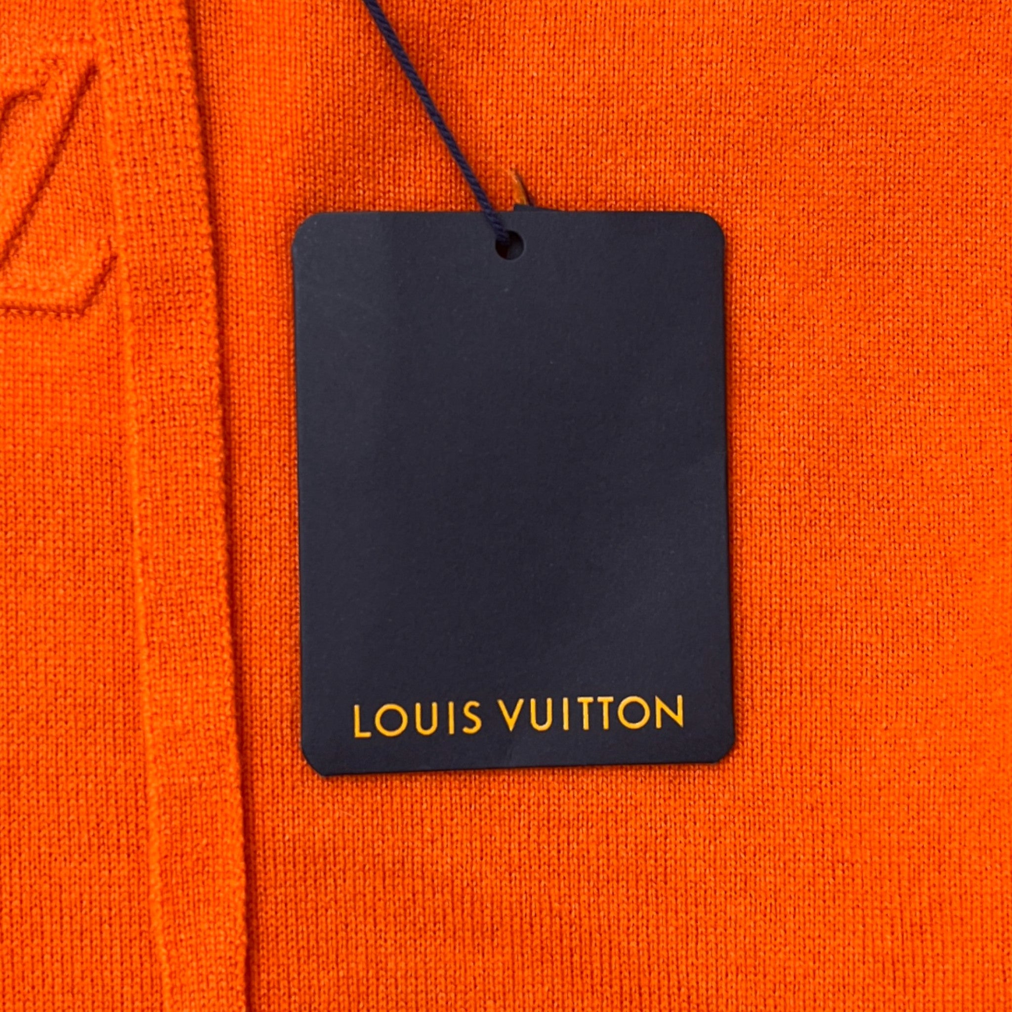 Men's Lv Embossed Logo Hoodie Orange Size S