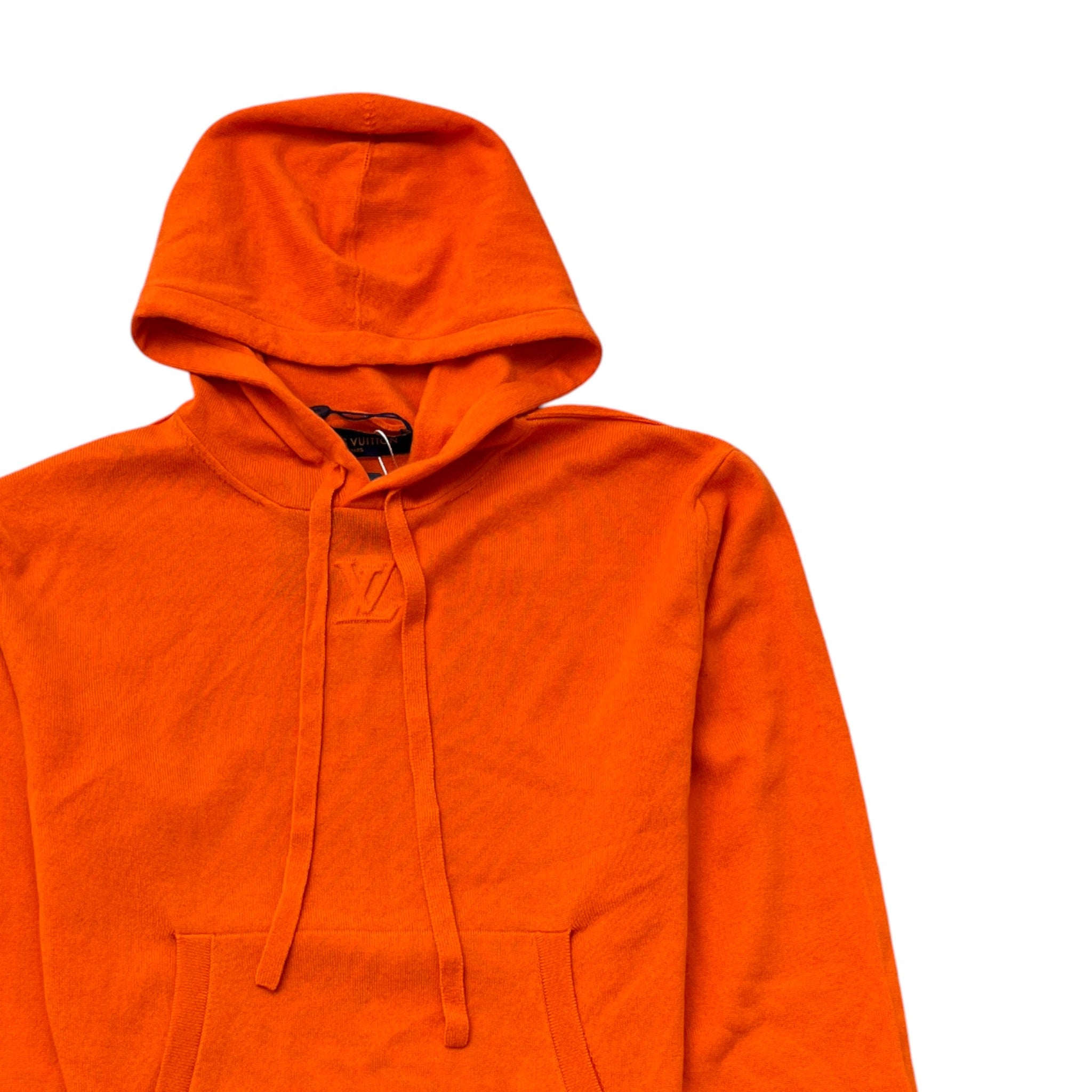 Men's Lv Embossed Logo Hoodie Orange Size S