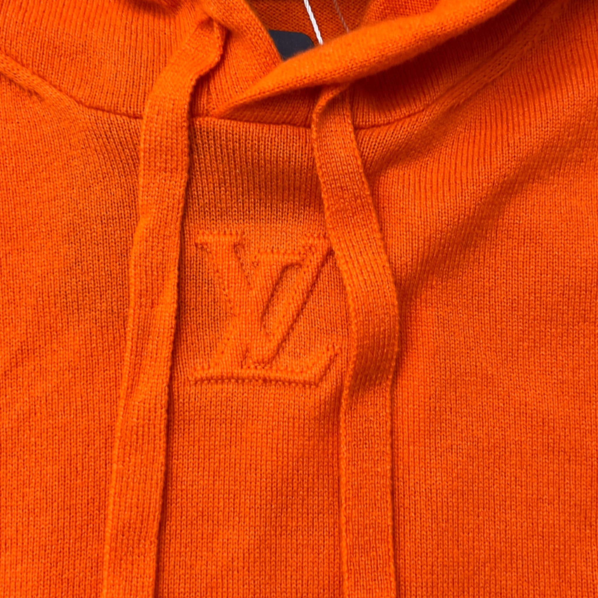 Men's Lv Embossed Logo Hoodie Orange Size S