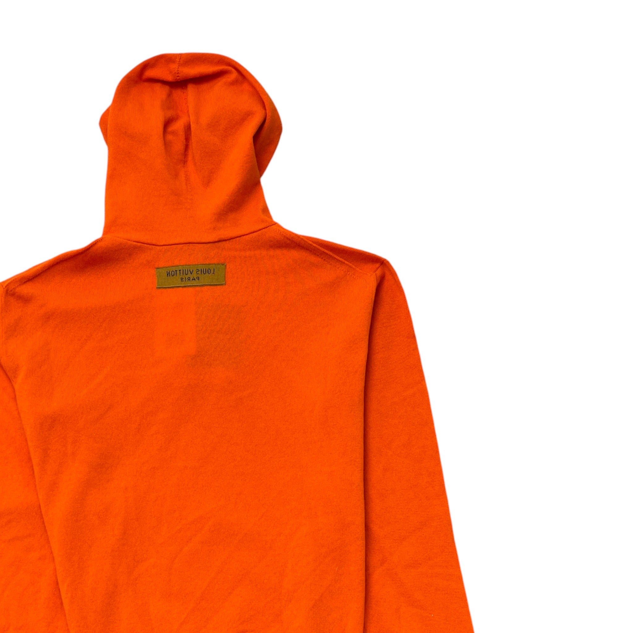 Men's Lv Embossed Logo Hoodie Orange Size S