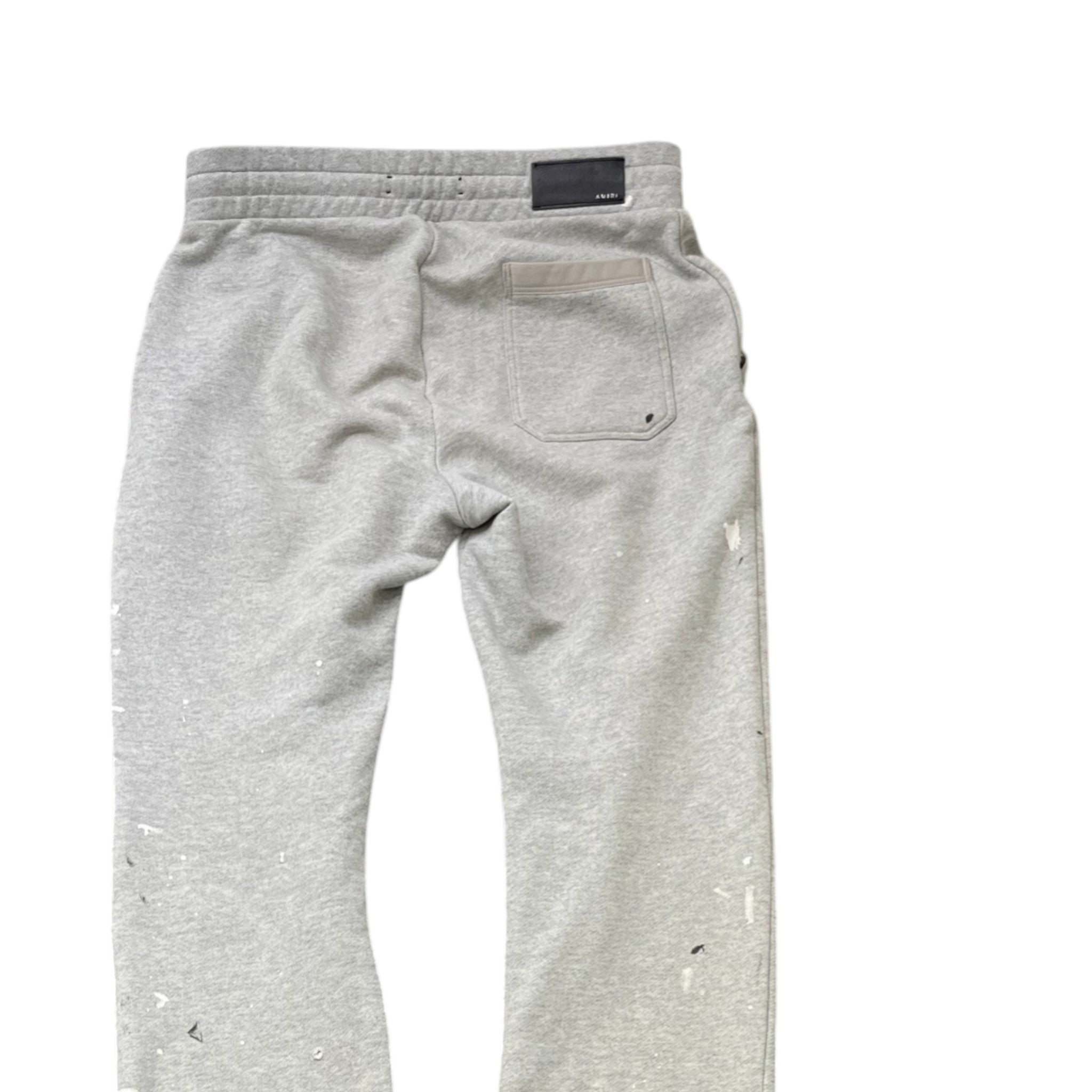Men's Paint Splatter Logo Print Joggers Grey Size S