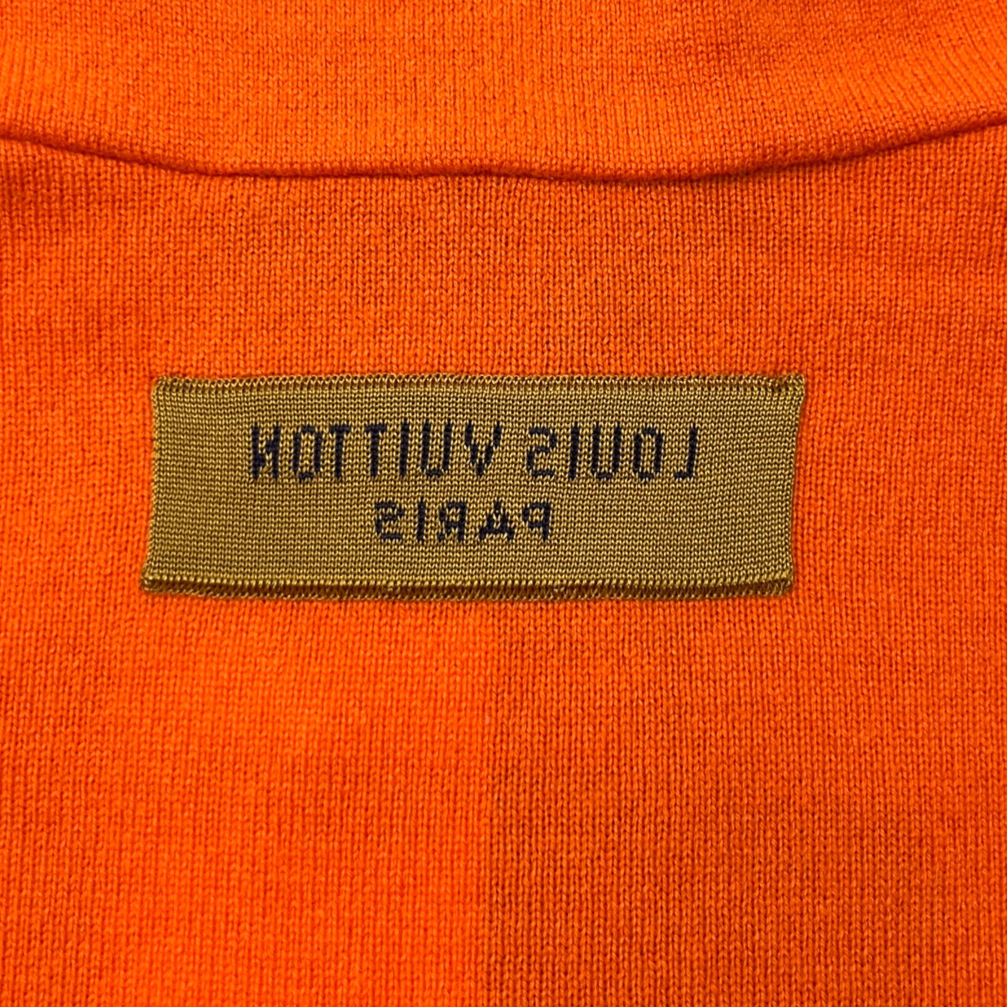 Men's Lv Embossed Logo Hoodie Orange Size S