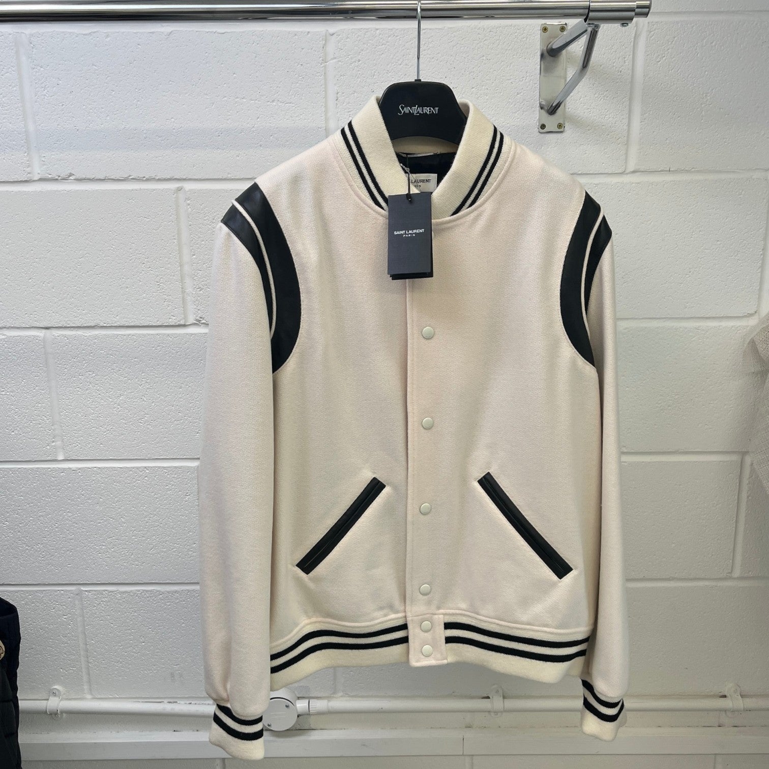 Men's Teddy Varsity Jacket Cream Size IT 56 / XXXL