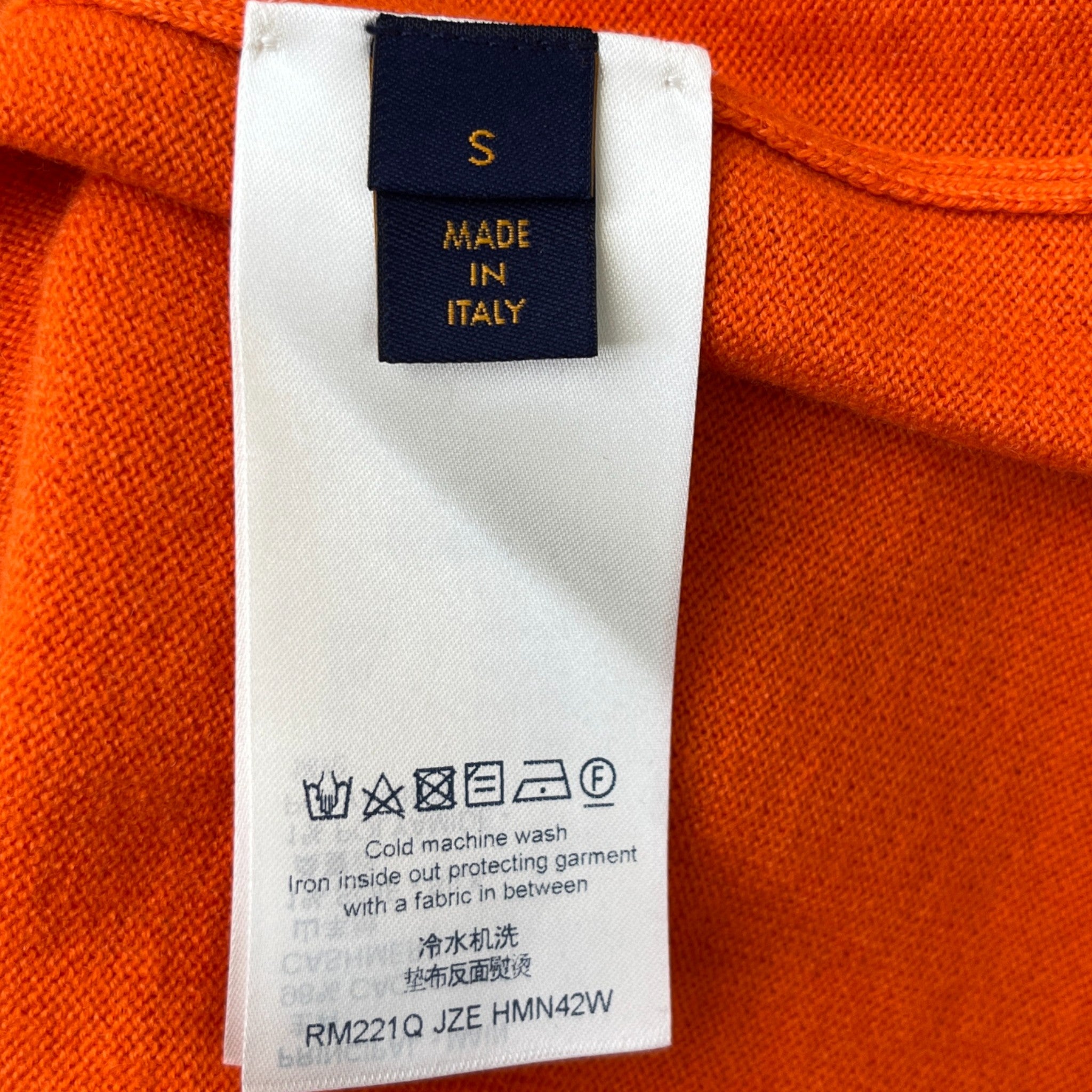 Men's Lv Embossed Logo Hoodie Orange Size S