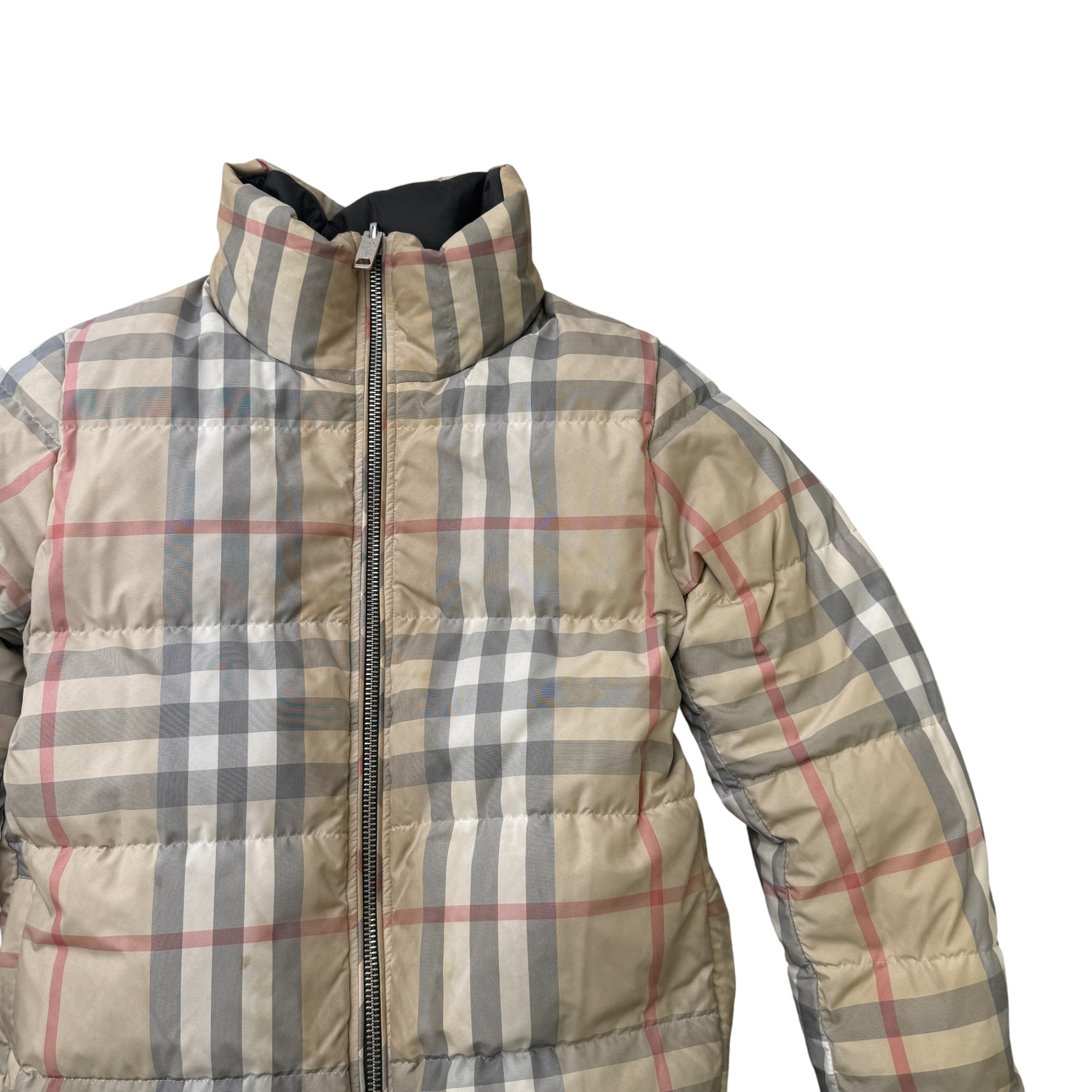 Women's Reversible Check Down Jacket Khaki Size S