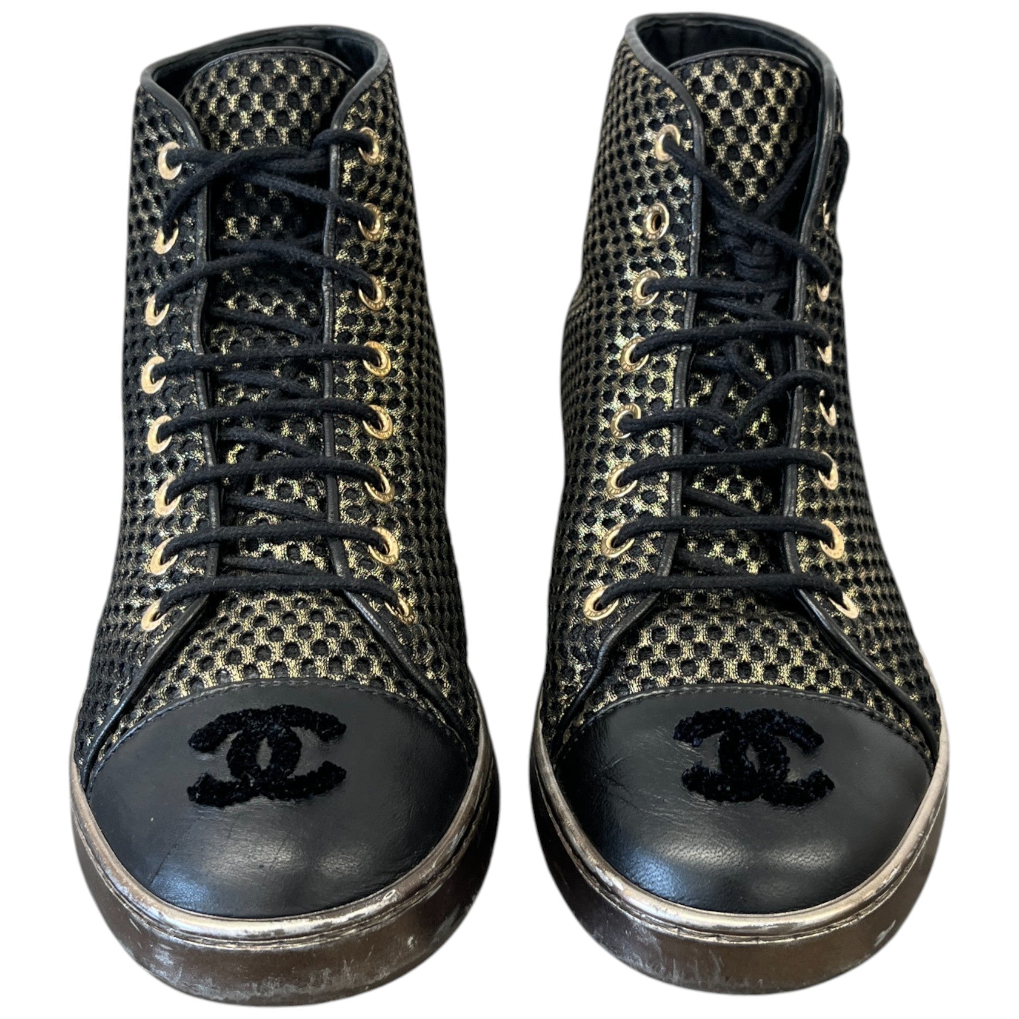 Women's Cc Logo Mesh High Trainers Gold Size EU 37 / UK 4