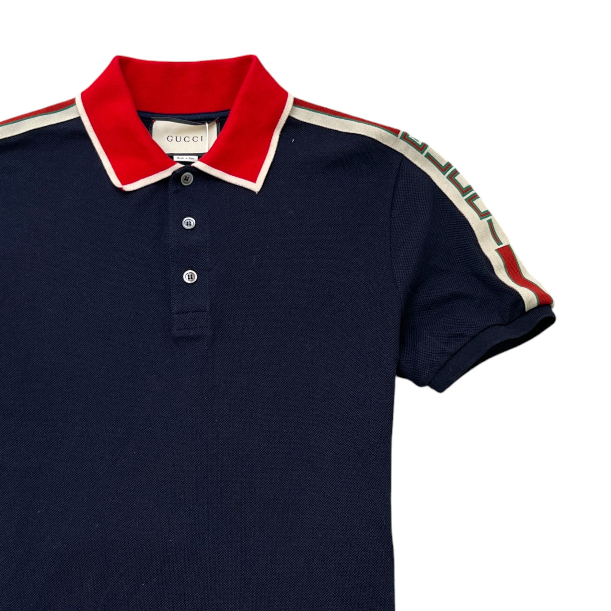 Men's Tape Logo Polo Shirt Navy Size L