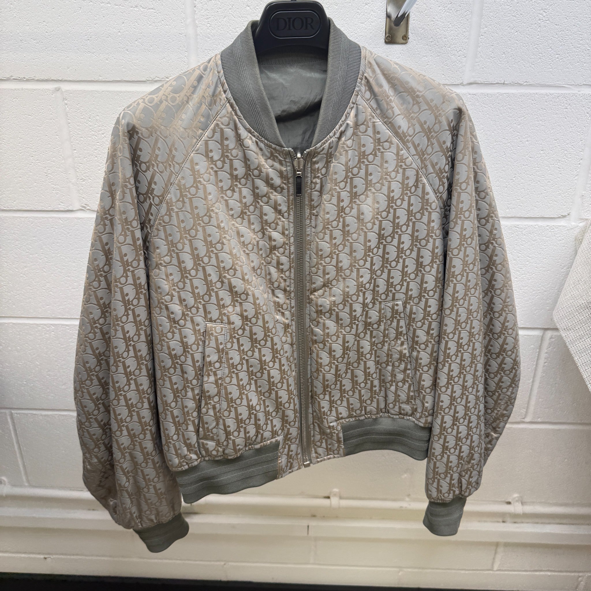 Men's Oblique Reversible Bomber Jacket Grey Size IT 50 / L