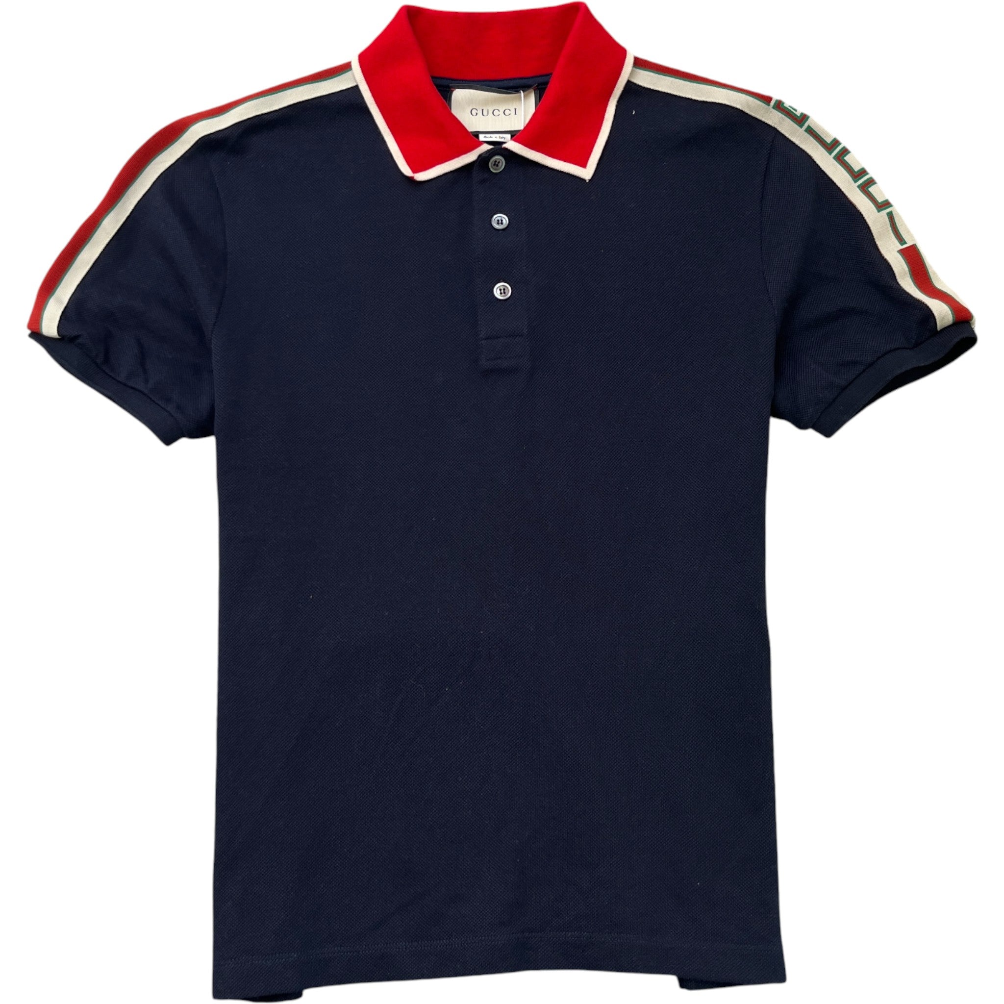 Men's Tape Logo Polo Shirt Navy Size L