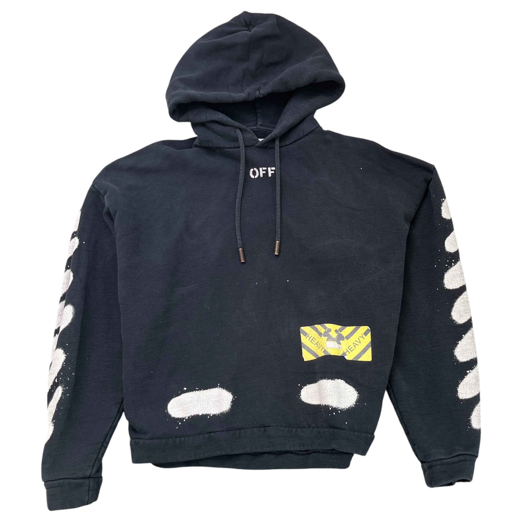 Men's Diagonal Spray Paint Hoodie Black Size XS