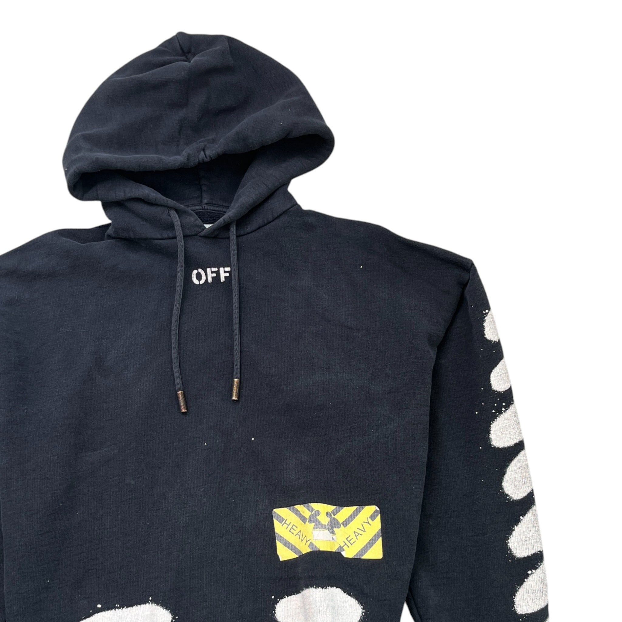 Men's Diagonal Spray Paint Hoodie Black Size XS