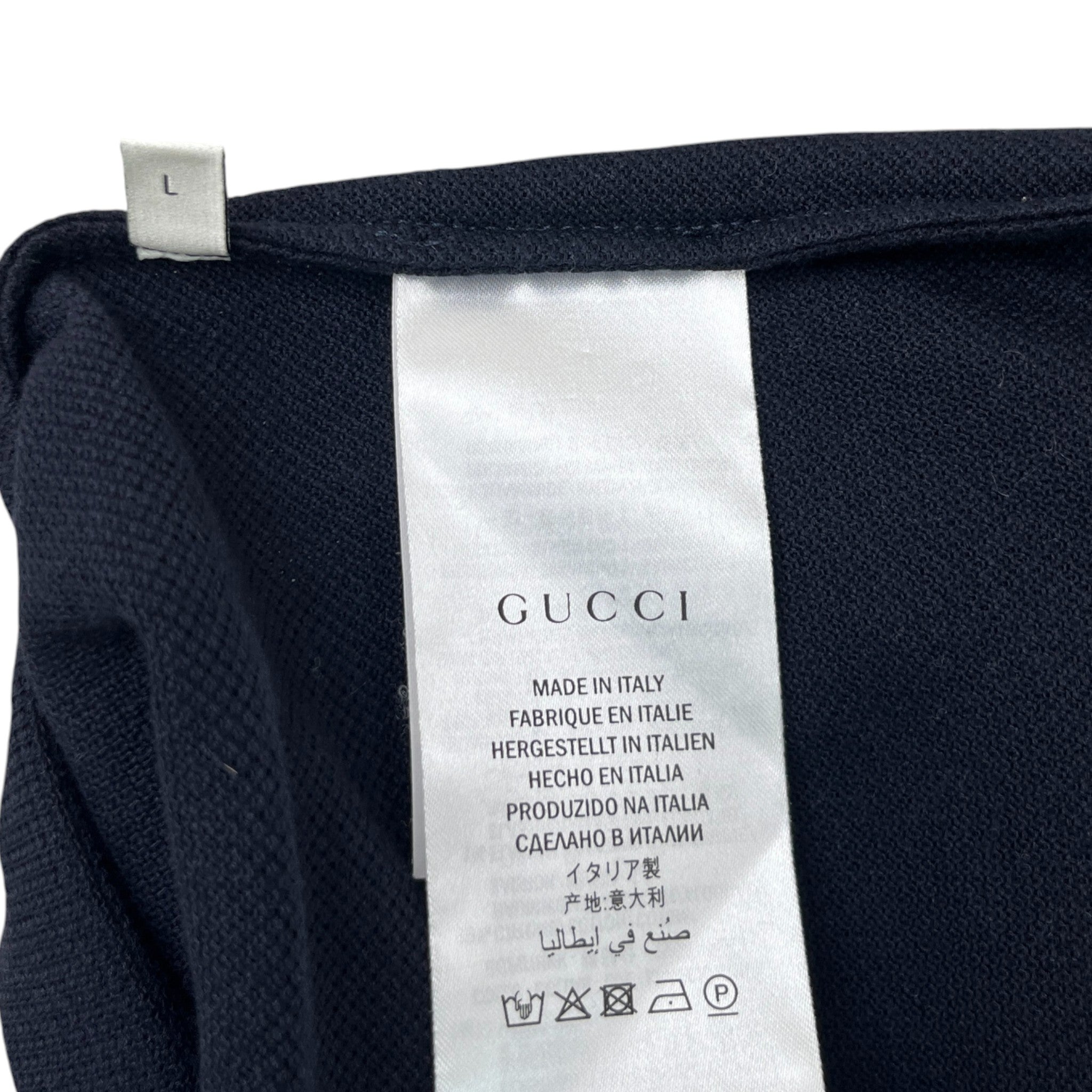 Men's Tape Logo Polo Shirt Navy Size L