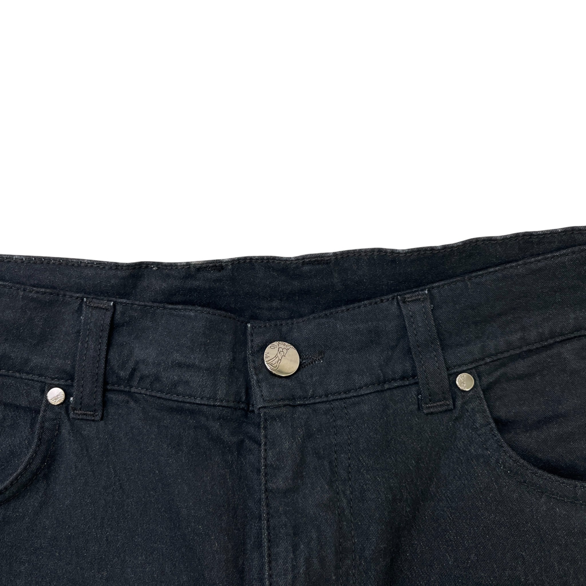 Men's Embroidered Medusa Logo Jeans Black Size Waist 32"