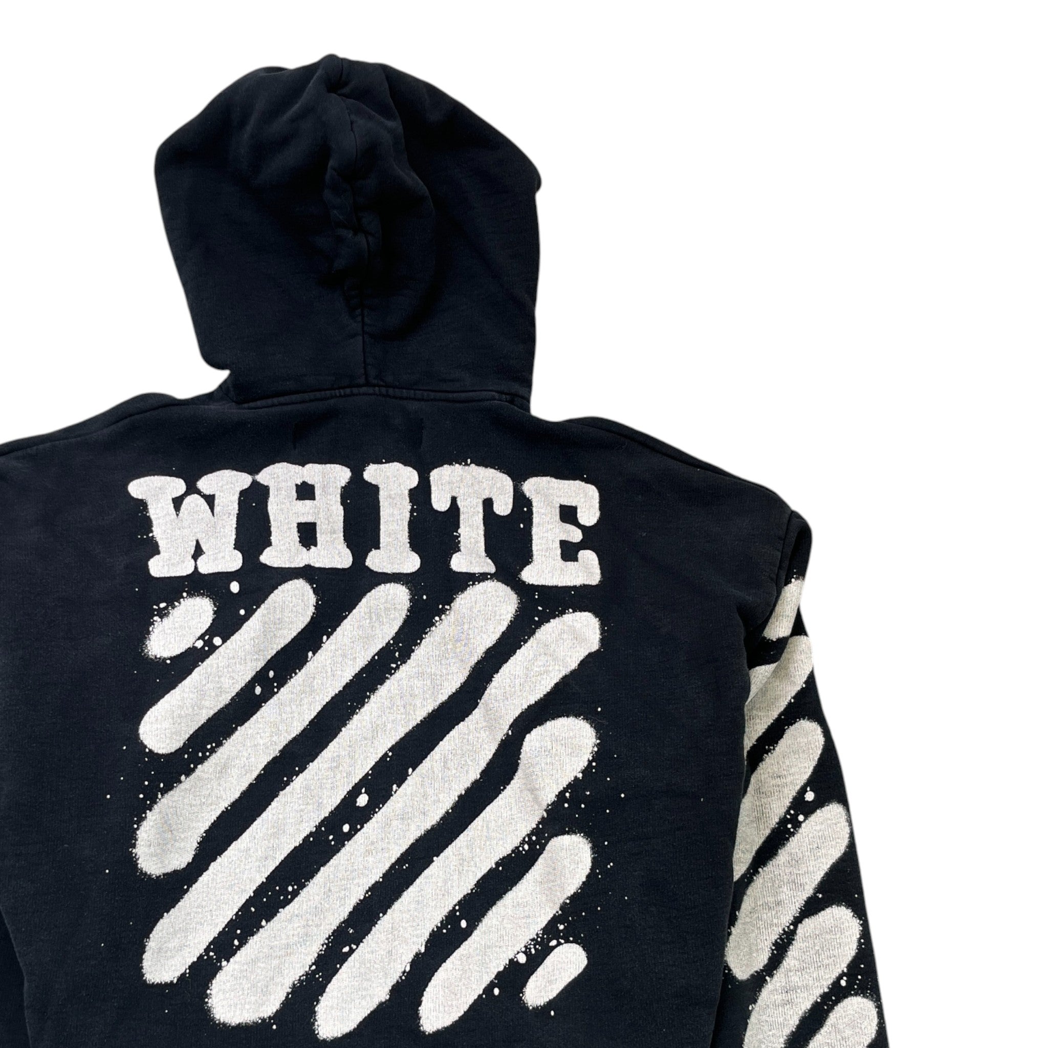 Men's Diagonal Spray Paint Hoodie Black Size XS