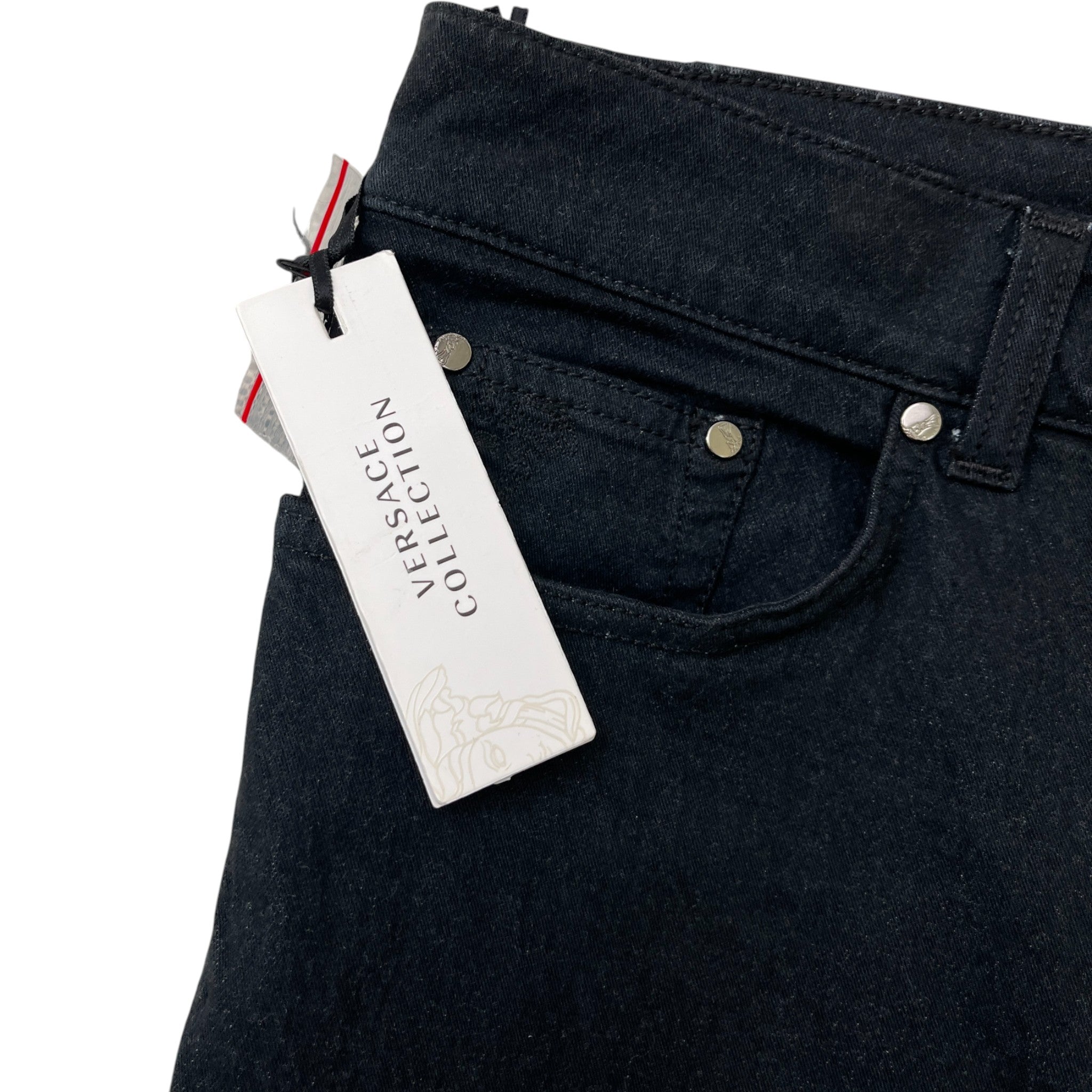 Men's Embroidered Medusa Logo Jeans Black Size Waist 32"