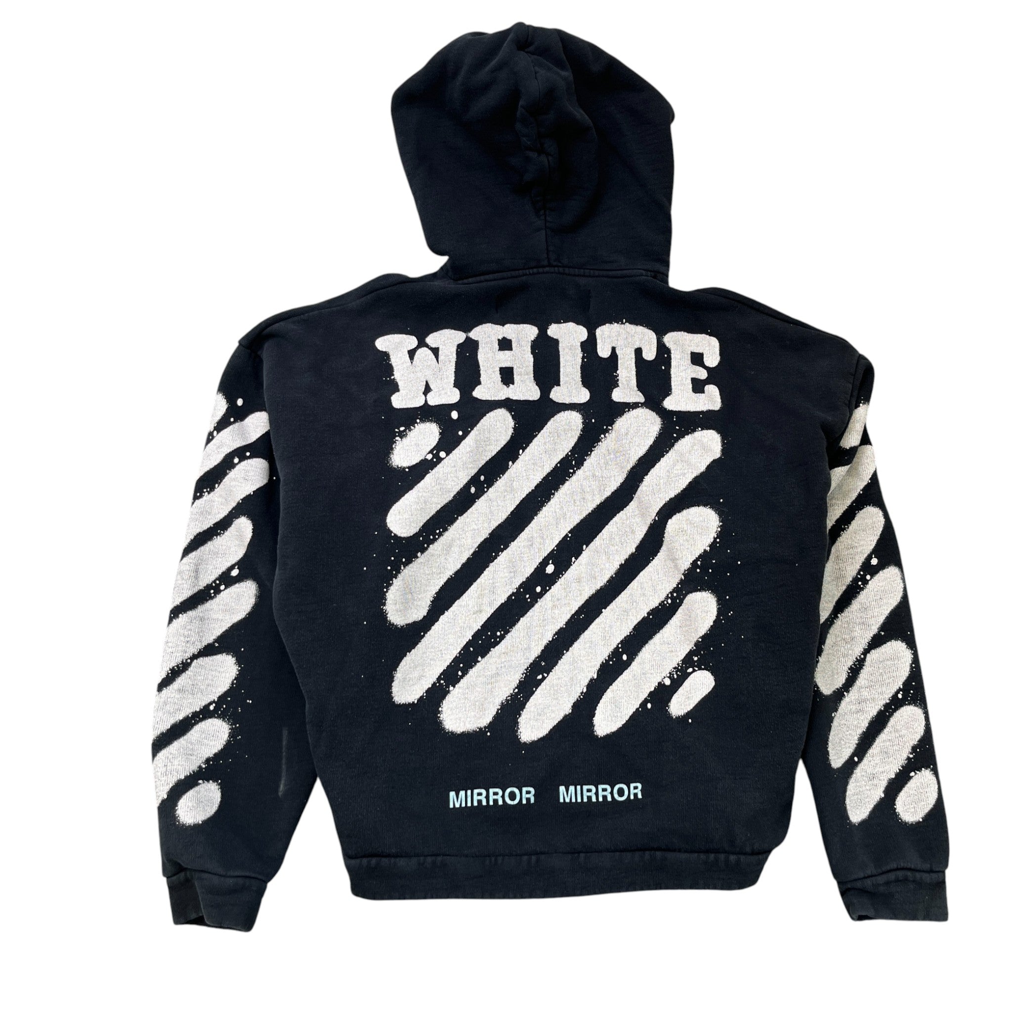 Men's Diagonal Spray Paint Hoodie Black Size XS