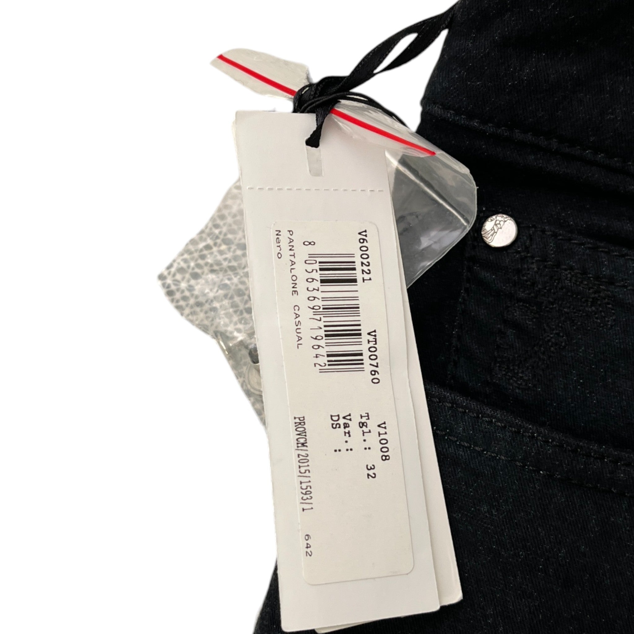 Men's Embroidered Medusa Logo Jeans Black Size Waist 32"