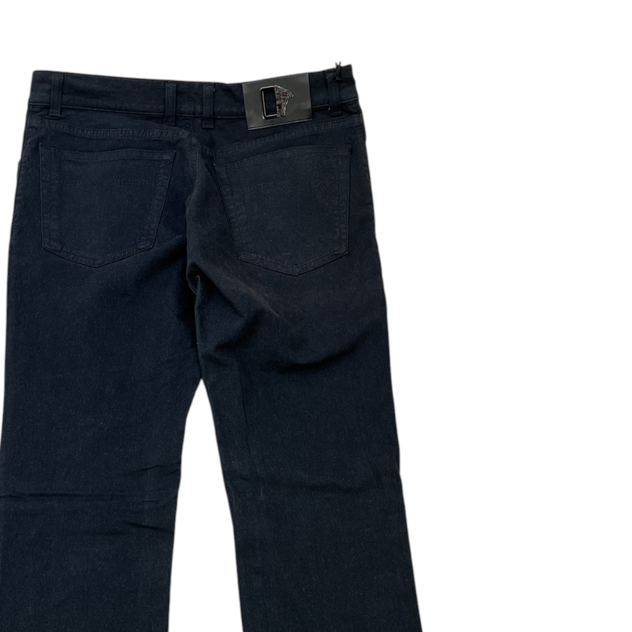 Men's Embroidered Medusa Logo Jeans Black Size Waist 32"