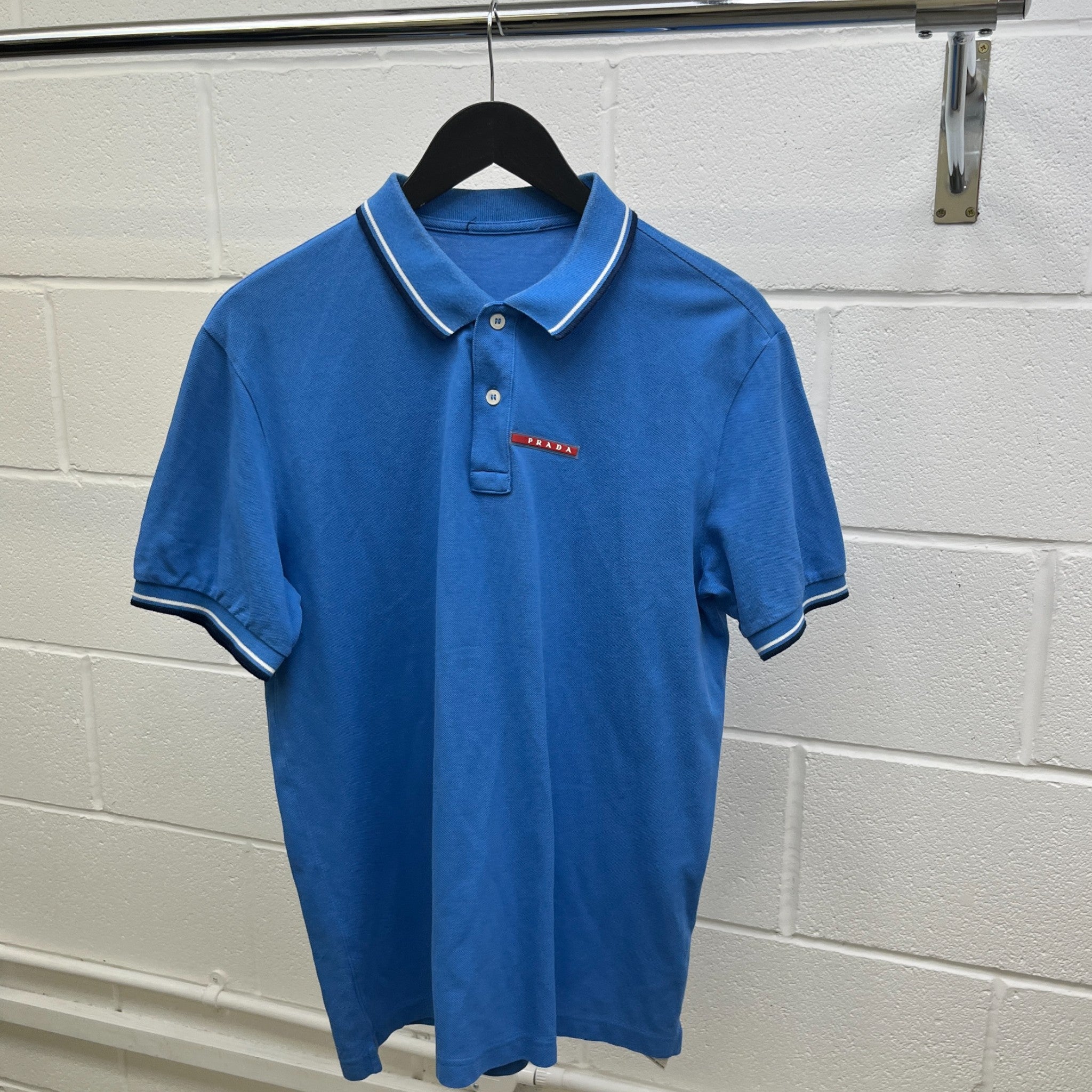 Men's Tab Logo Polo Shirt Blue Size XL