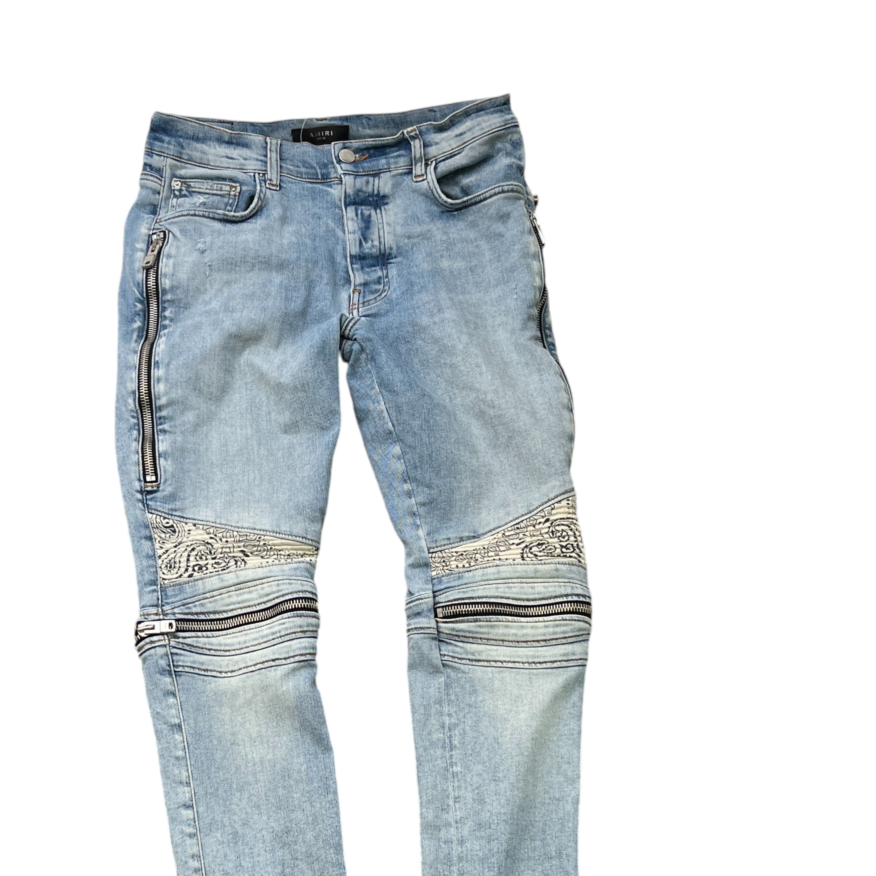 Men's Bandana Biker Jeans Blue Size Waist 32"